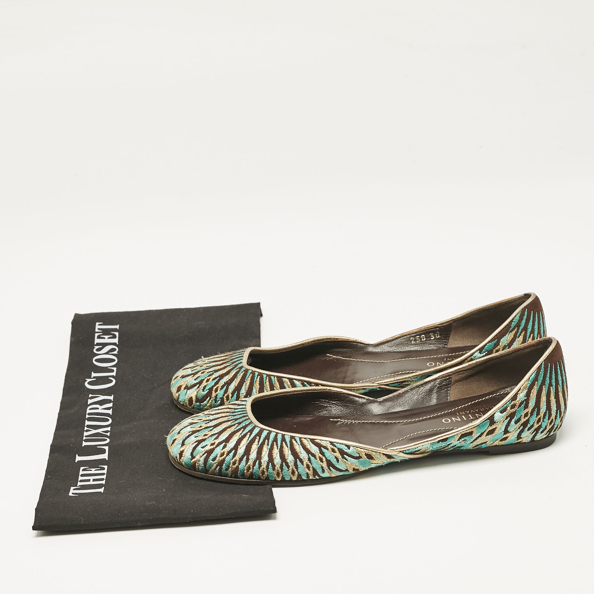Valentino Multicolor Leather and Lurex Fabric Ballet Flats Size 38 