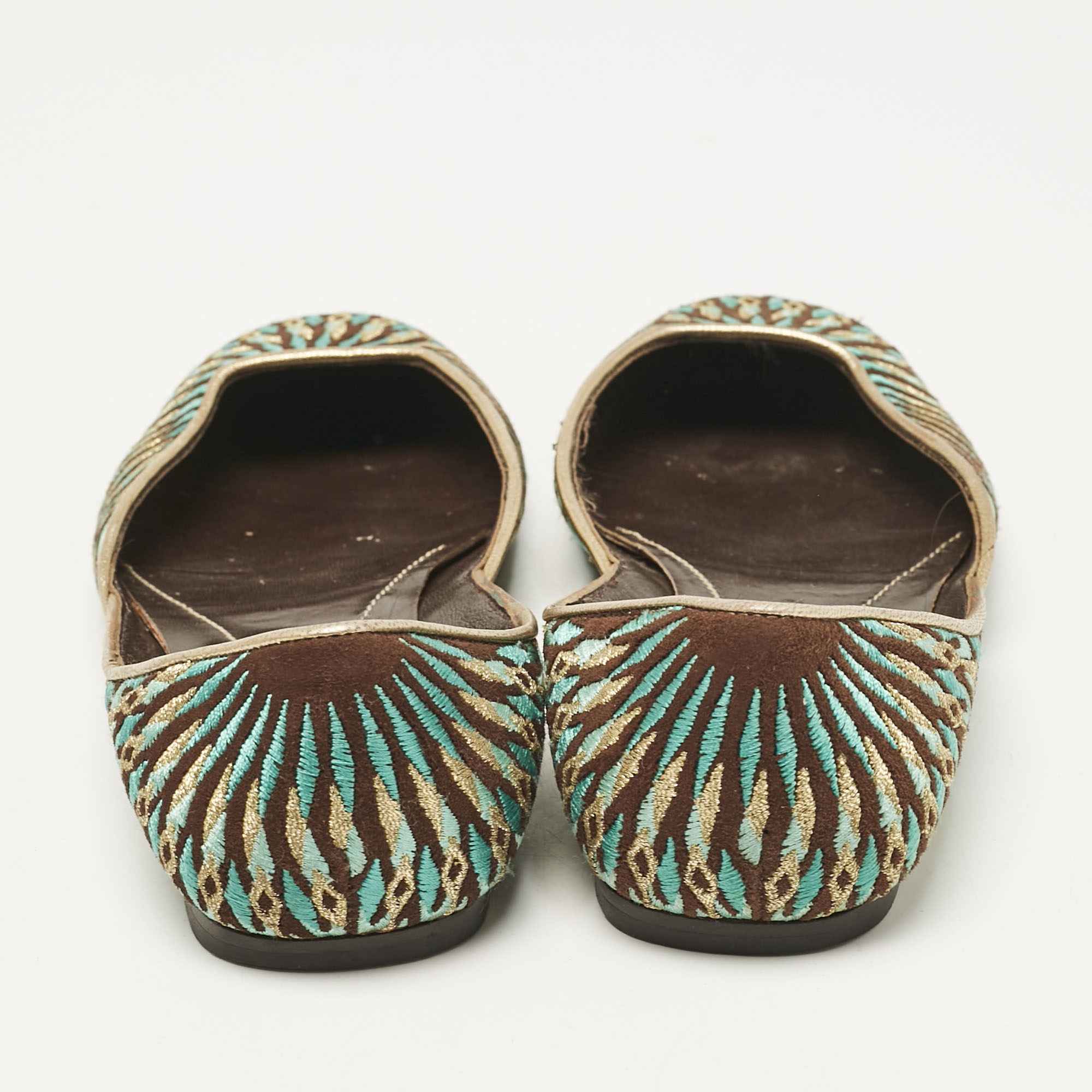 Valentino Multicolor Leather and Lurex Fabric Ballet Flats Size 38 