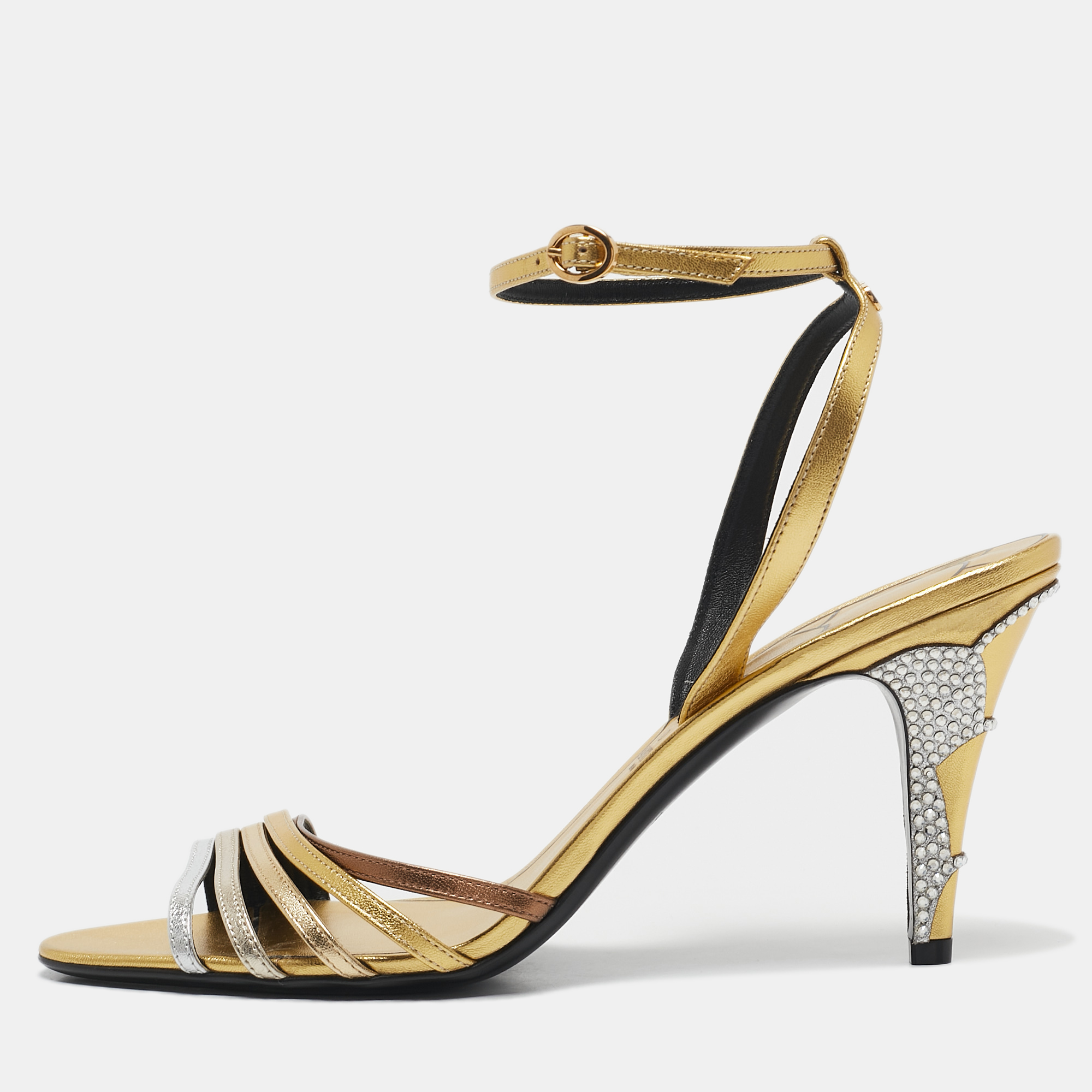 

Valentino Metallic Colorblock Leather Ladycrush Sandals Size