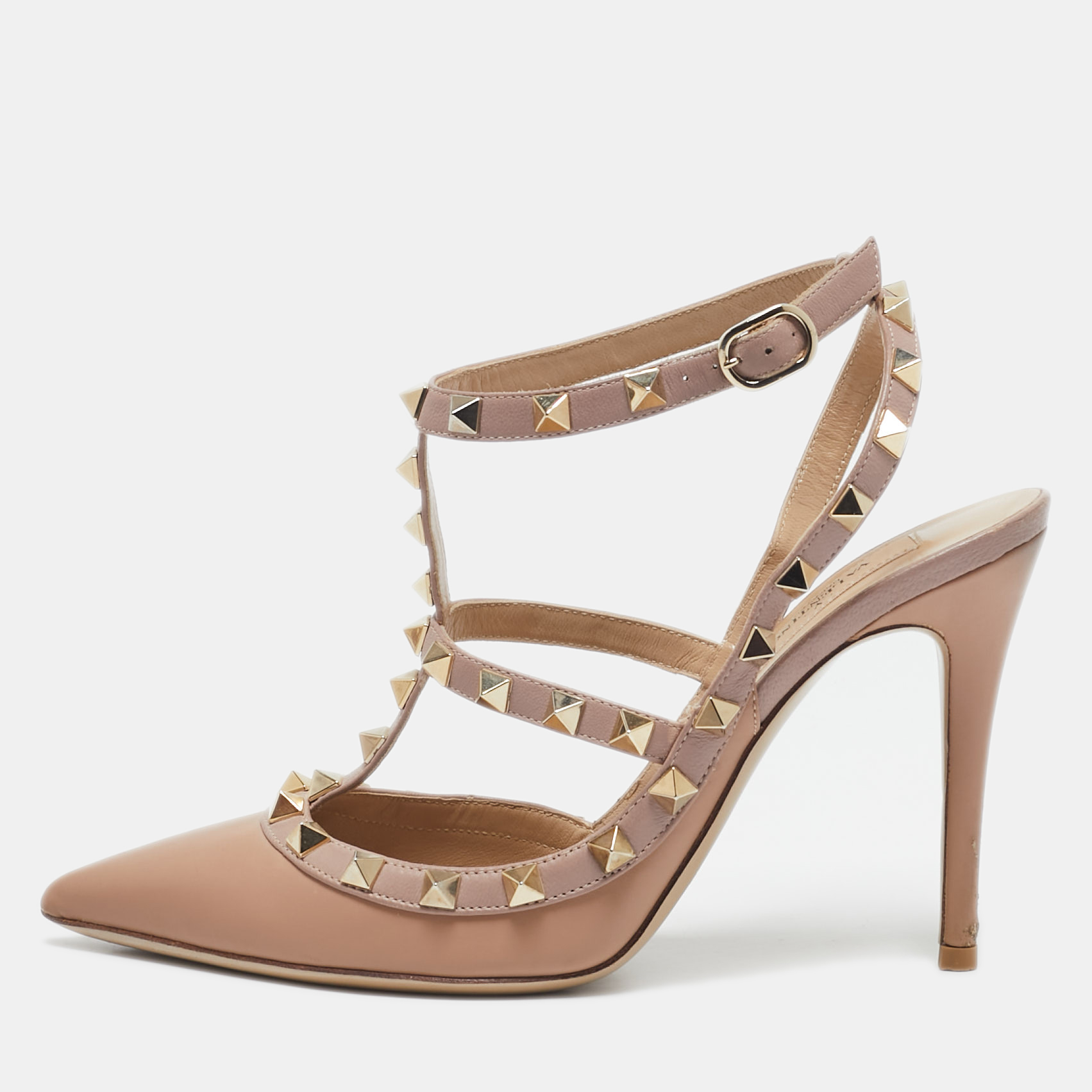 

Valentino Beige Leather Rockstud Cage Pumps Size