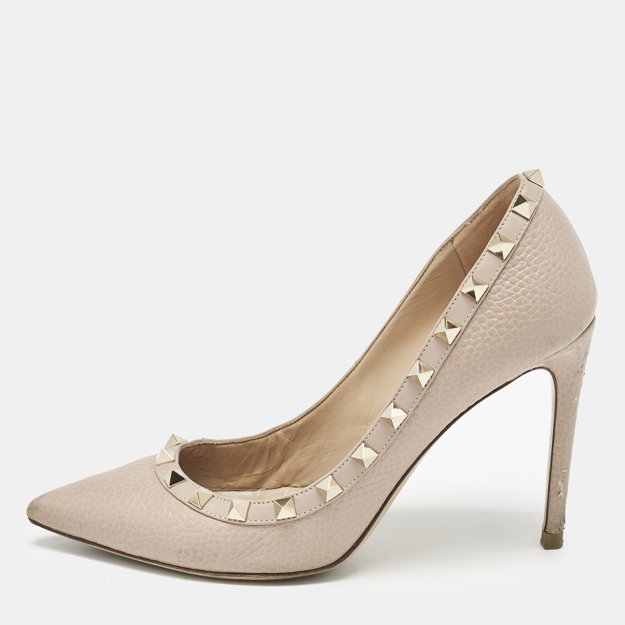 

Valentino Poudre Pink Leather Rockstud Pumps Size