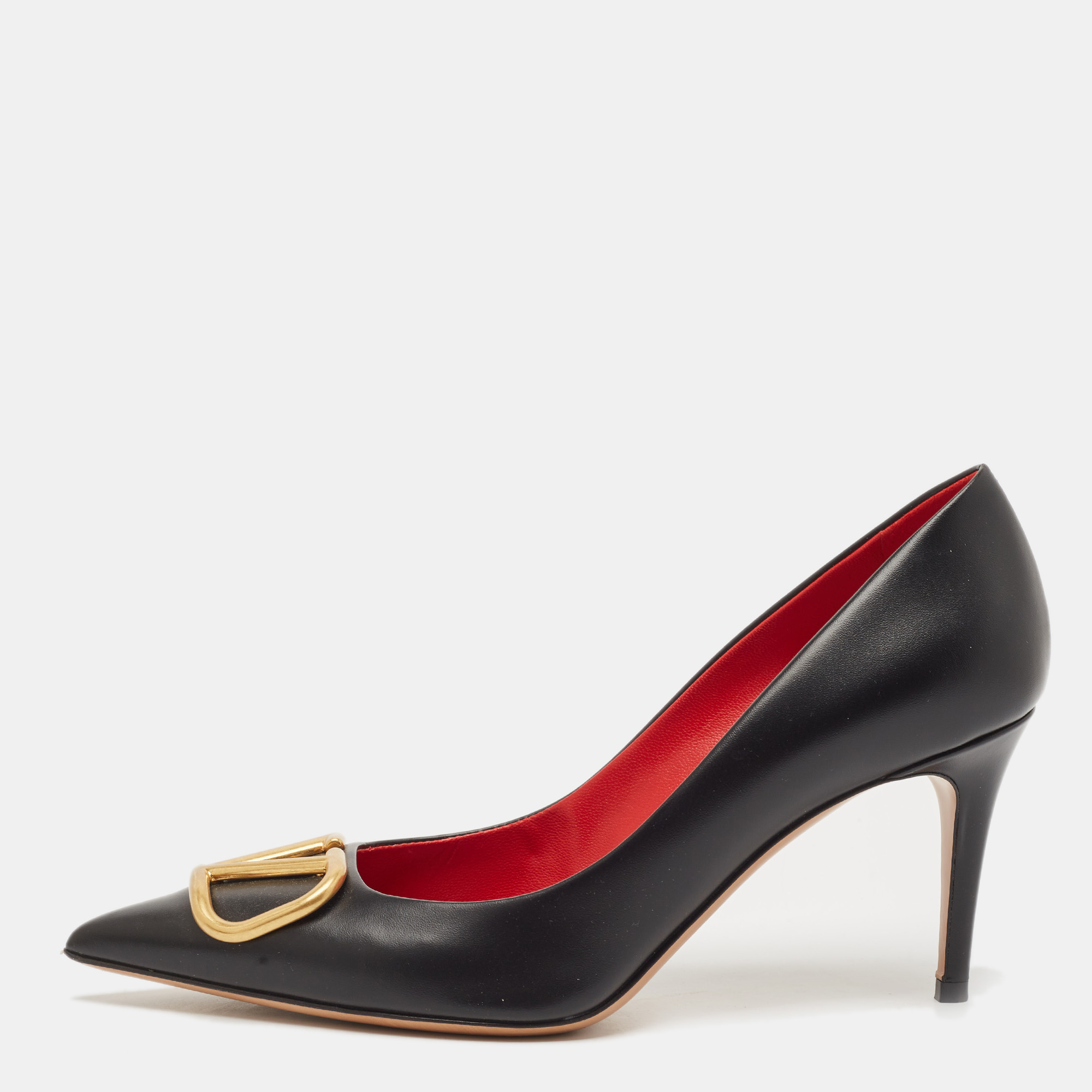 

Valentino Black Leather VLogo Pumps Size