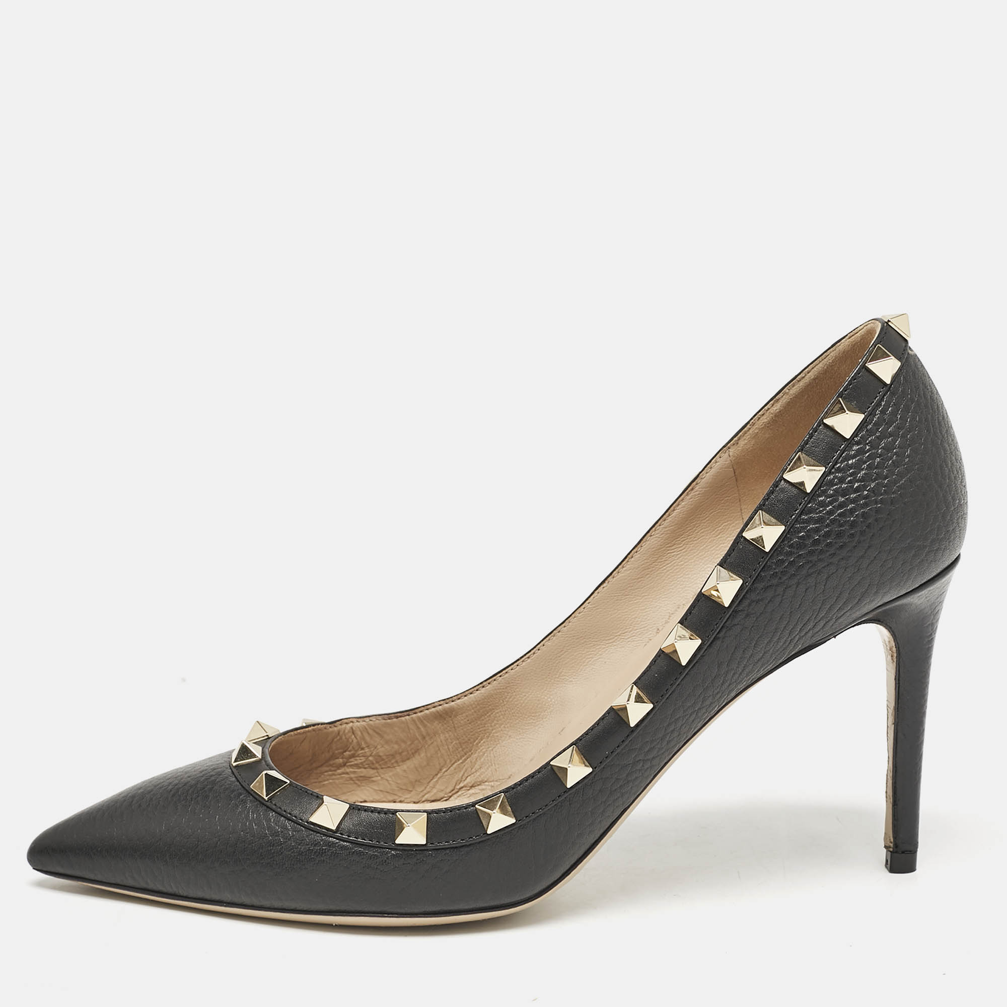 

Valentino Black Leather Rockstud Pointed Toe Pumps Size