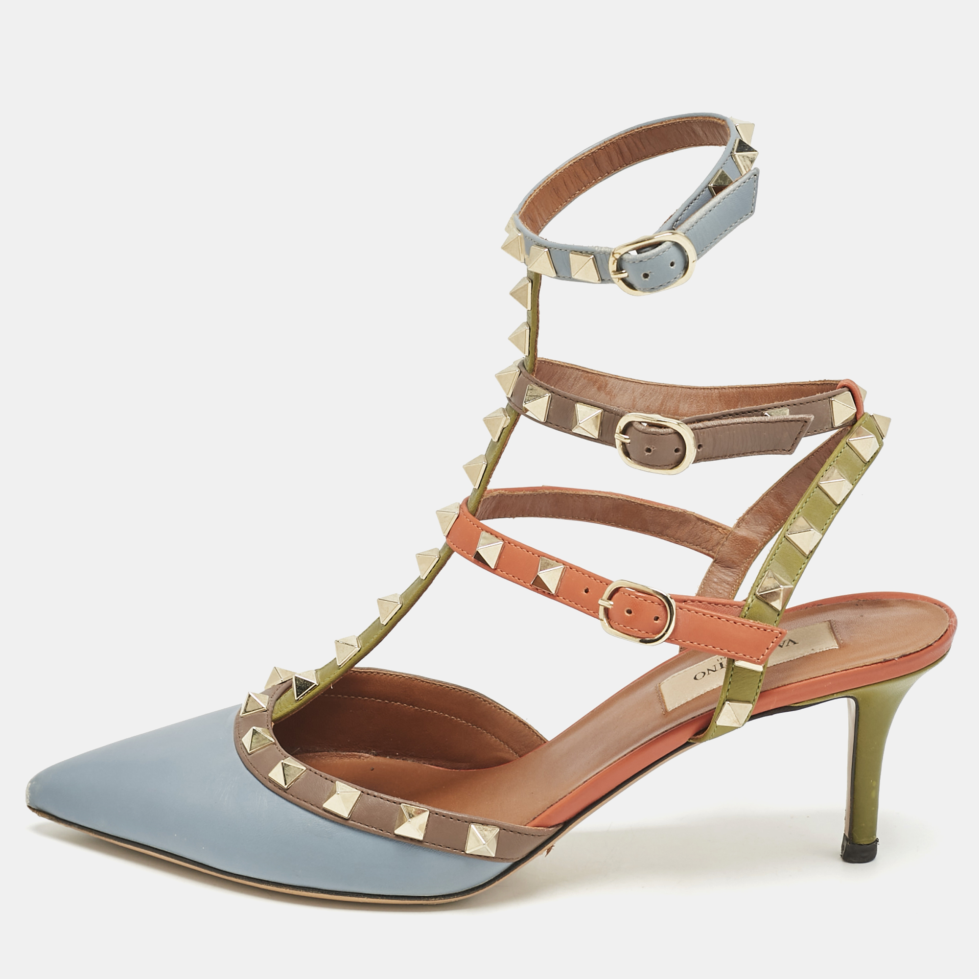 

Valentino Multicolor Leather Rockstud Pumps Size