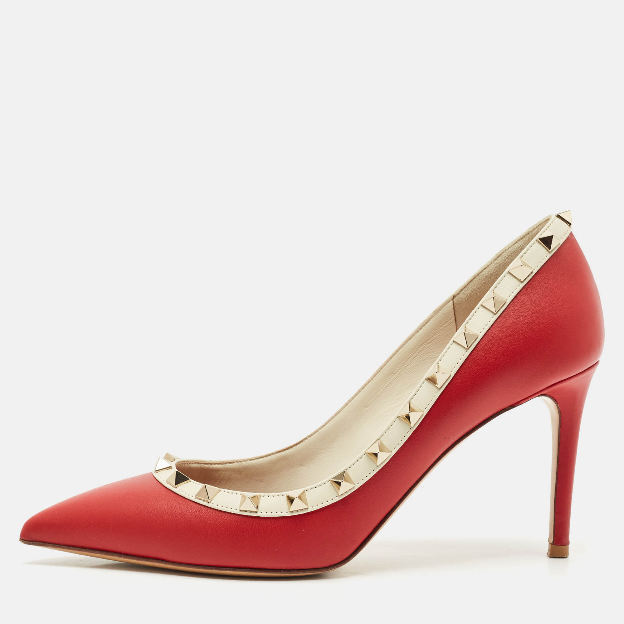 

Valentino Red/White Leather Rockstud Pumps Size