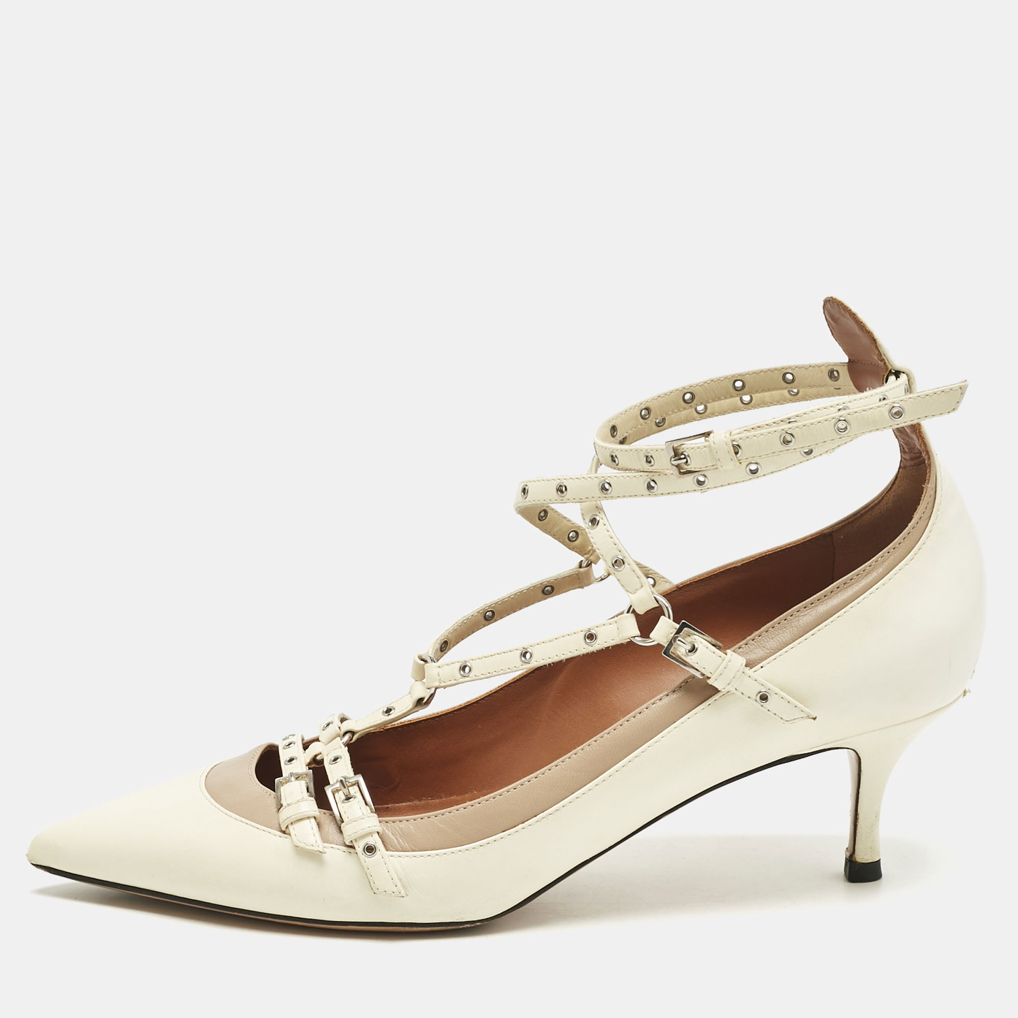 

Valentino Off White Leather Love Latch Pumps Size