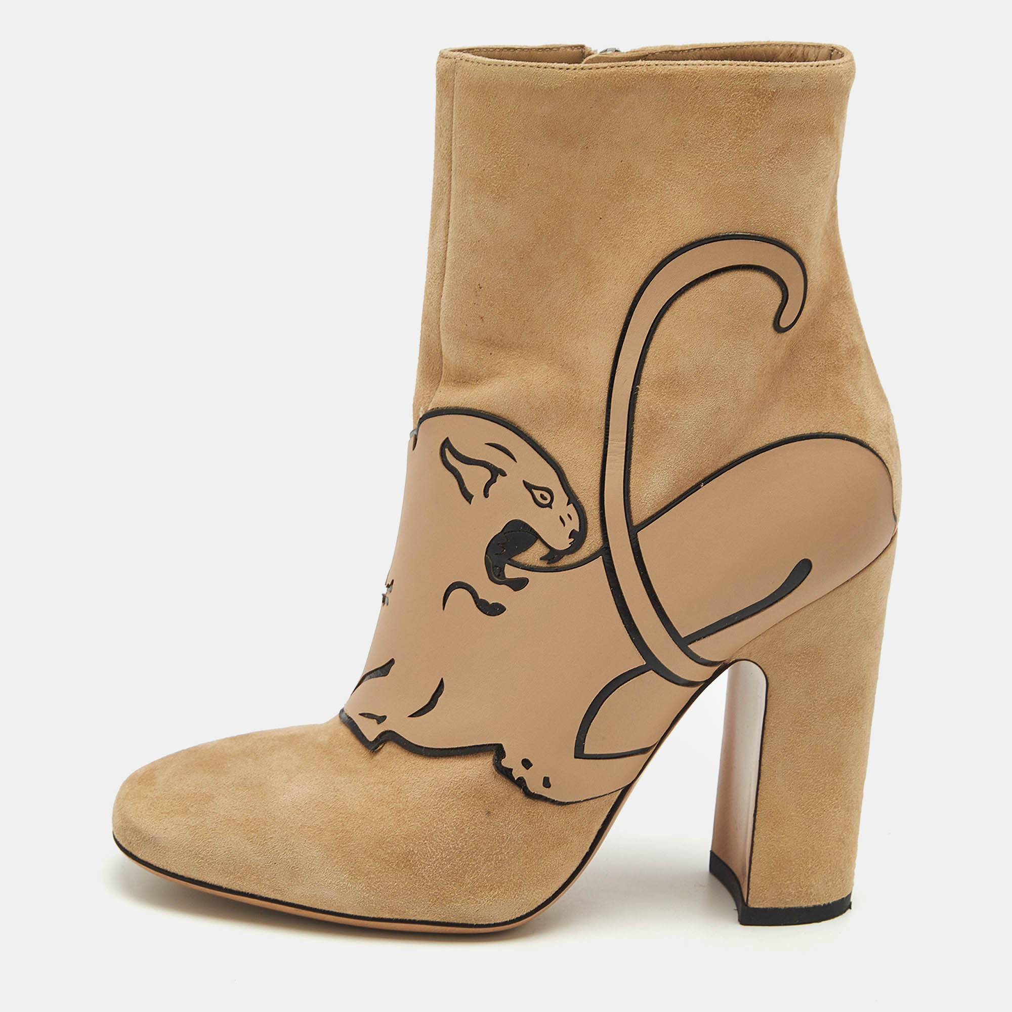 

Valentino Beige Suede Panther Ankle Length Ankle Boots Size