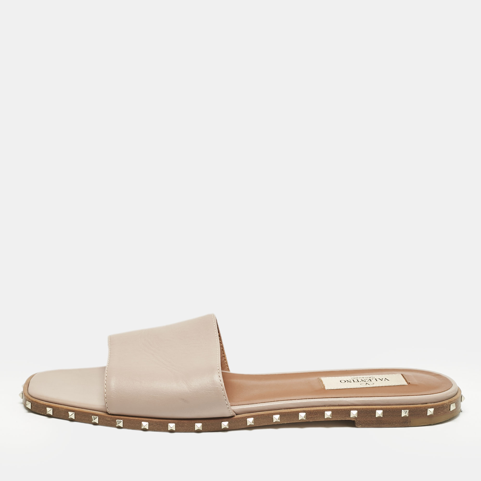 

Valentino Beige Leather Soul Rockstud Flat Sandals Size