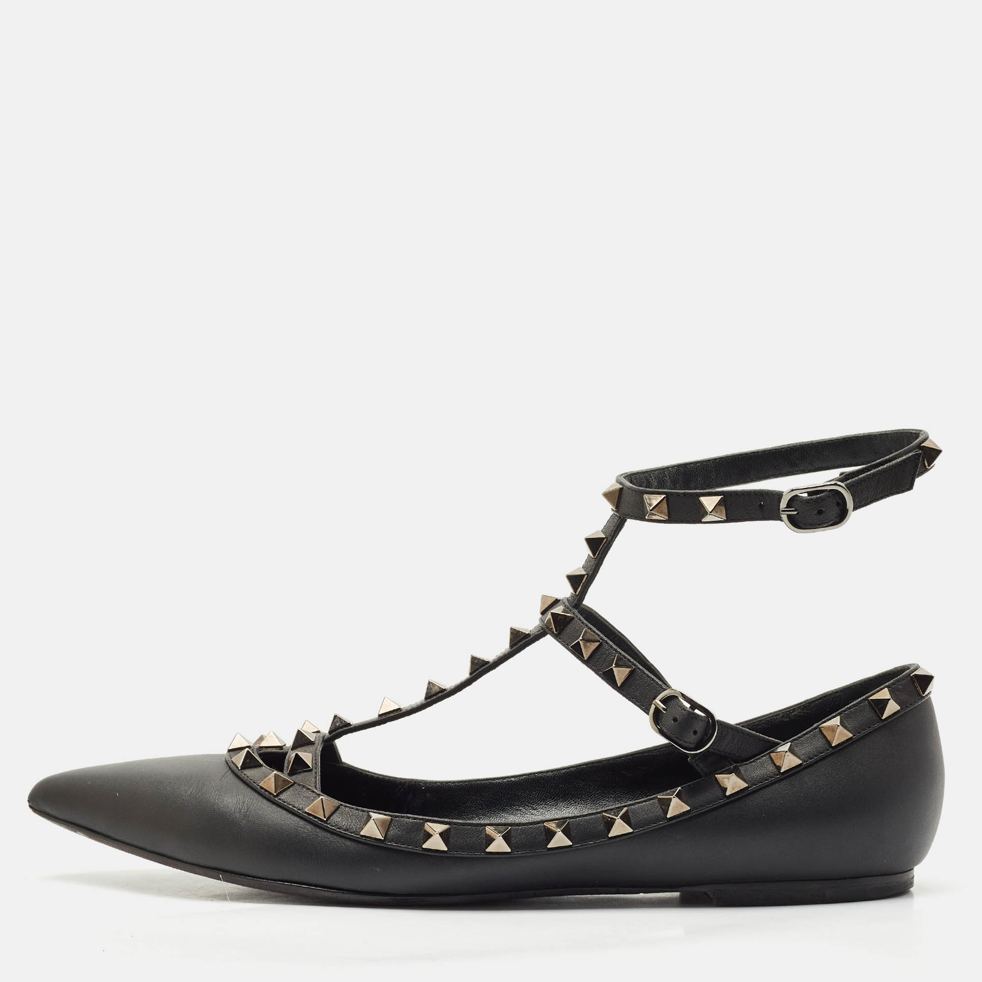 

Valentino Black Leather Rockstud Ballet Flats Size
