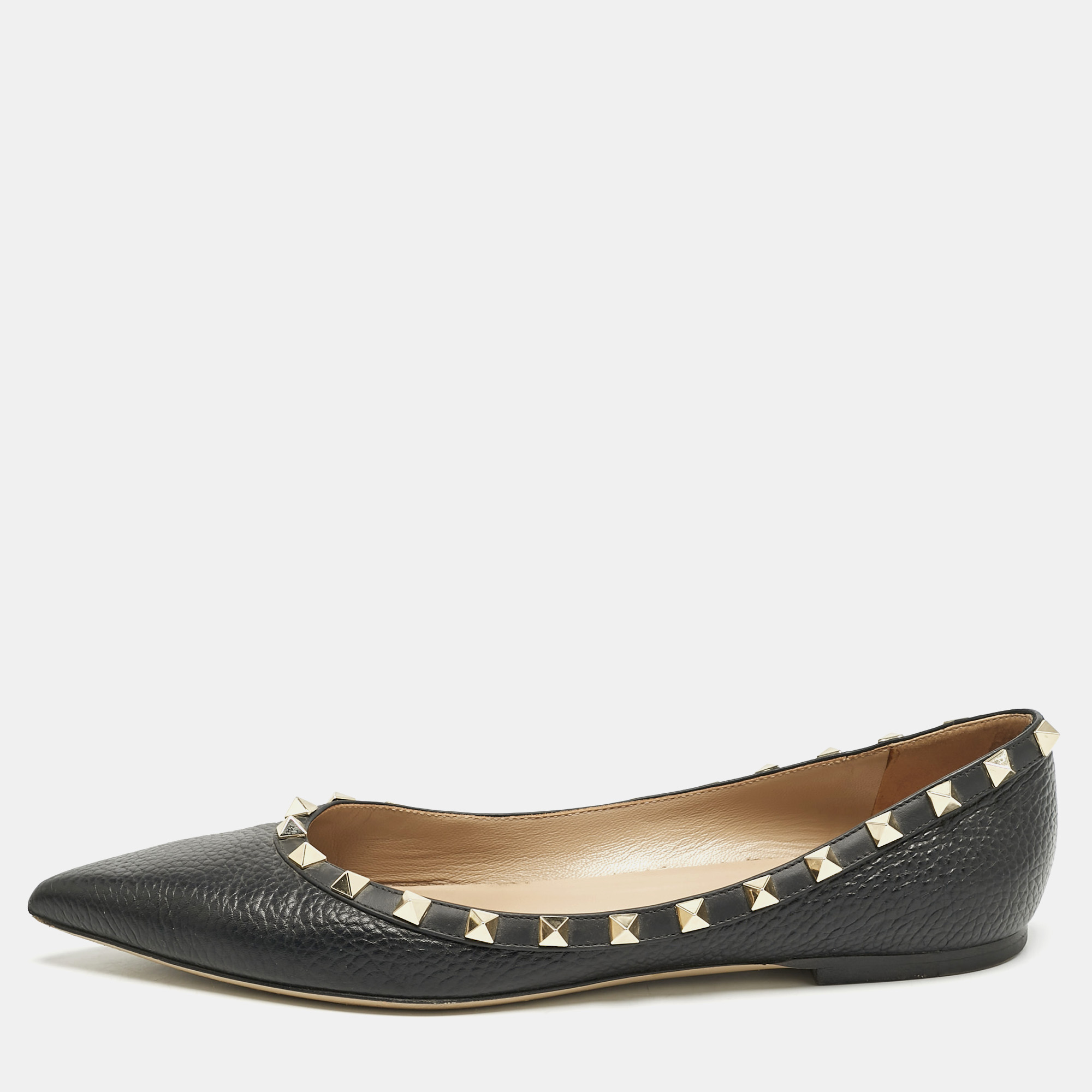 

Valentino Black Leather Rockstud Ballet Flats Size