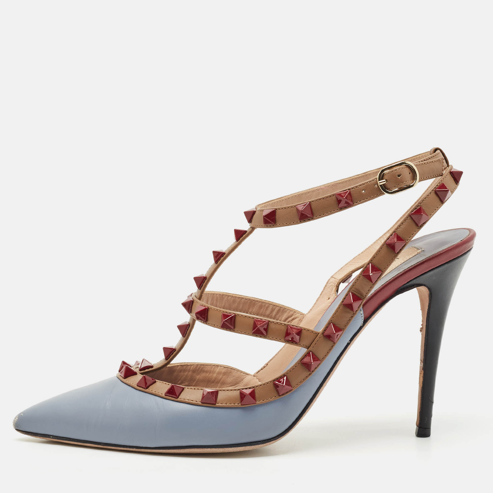 

Valentino Light Blue Leather Rockstud Cage Pumps Size