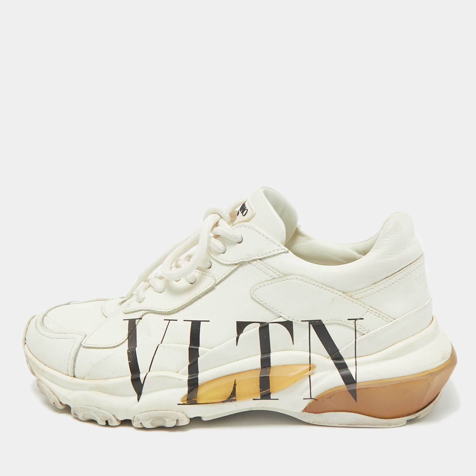 

Valentino White Leather VLTN Bounce Sneakers Size