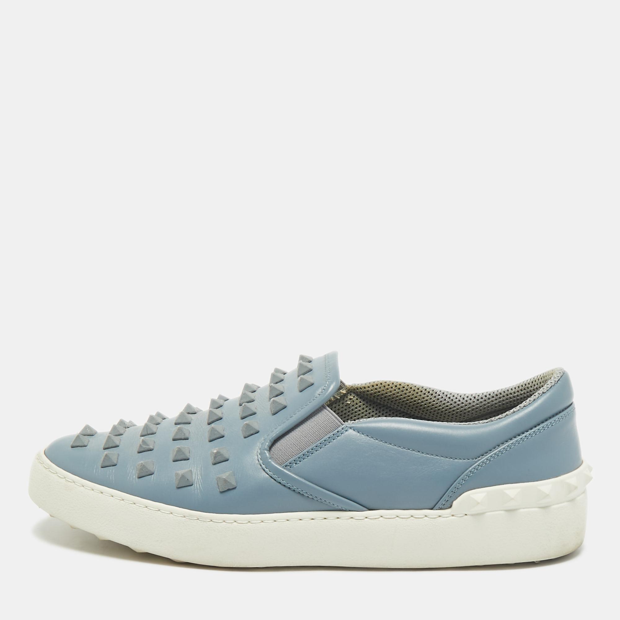 

Valentino Light Blue Leather Rockstud Slip On Sneakers Size