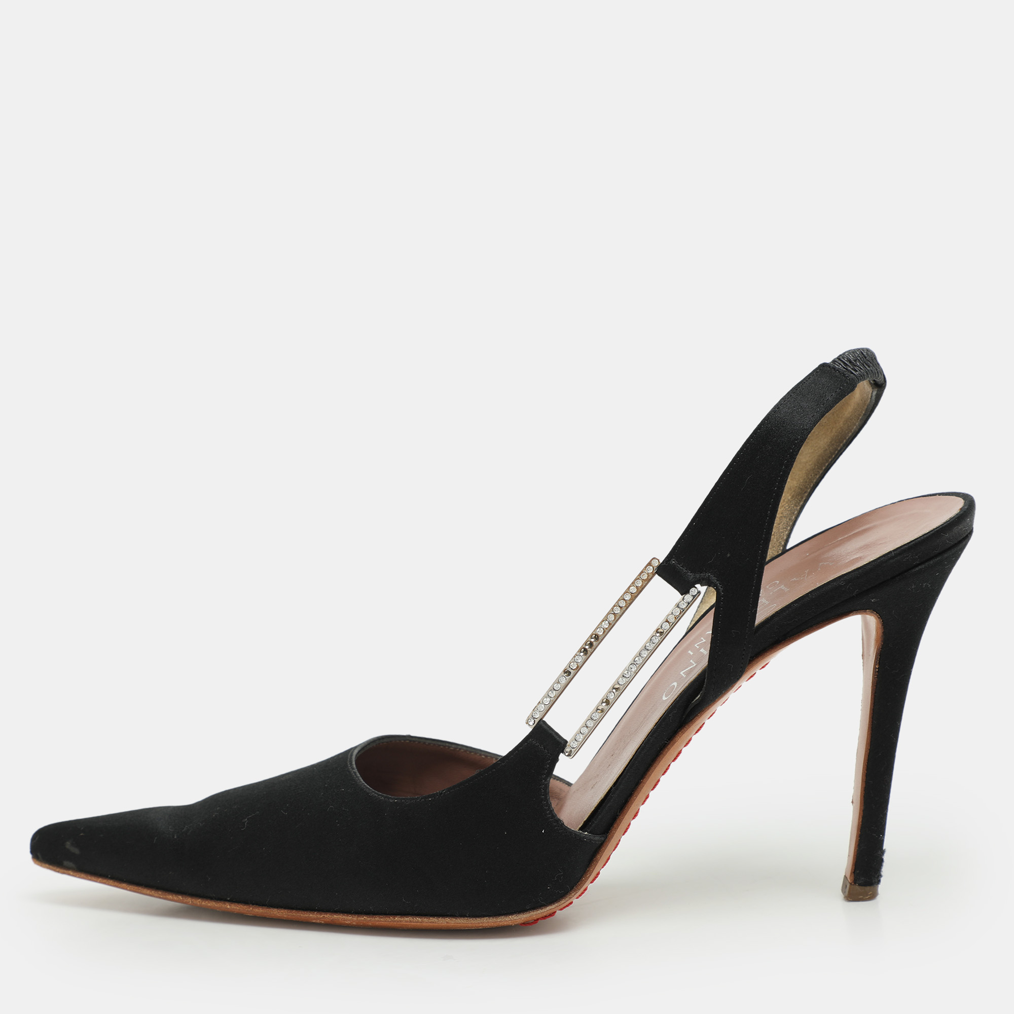 

Valentino Black Satin D'orsay Slingback Pumps Size