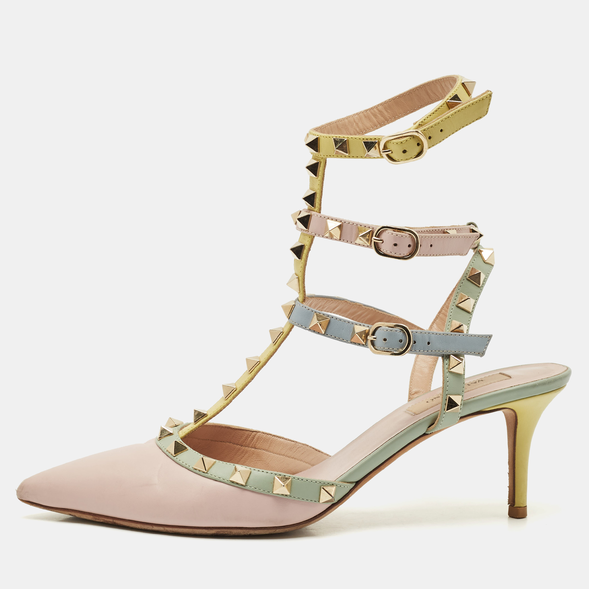 

Valentino Multicolor Leather Rockstud Pumps Size