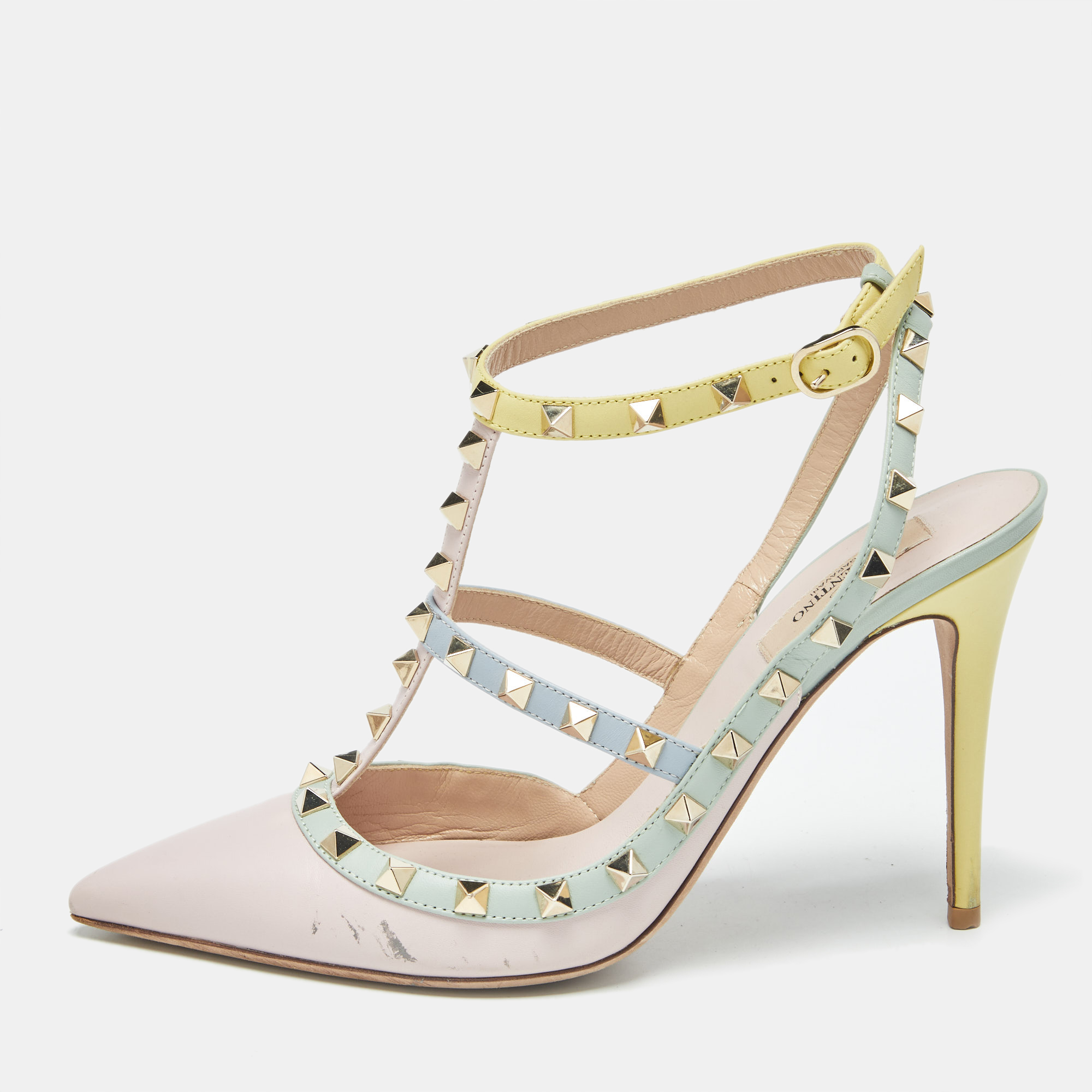 

Valentino Multicolor Leather Rockstud Pumps Size