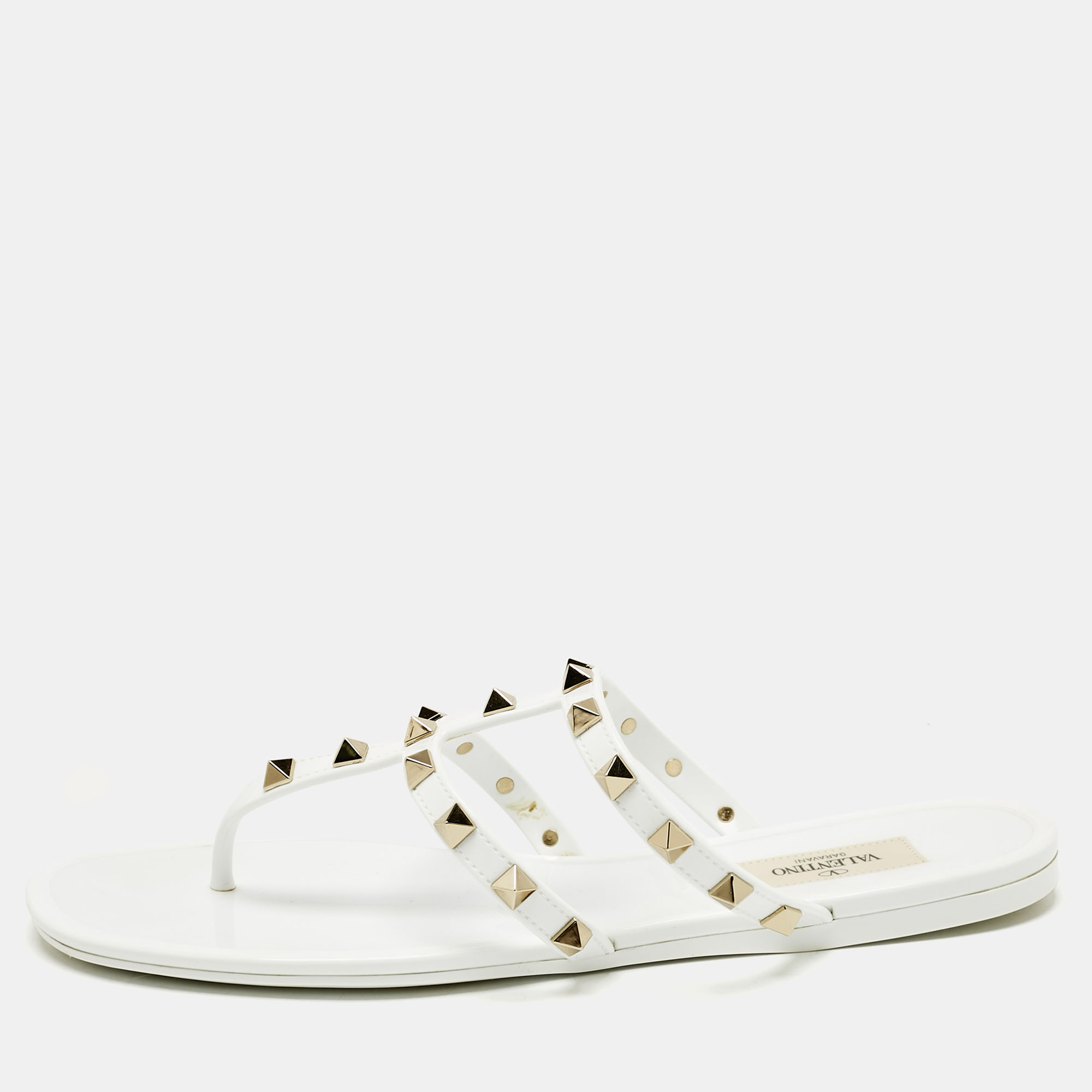 

Valentino White Rubber Rockstud Thong Flats Size