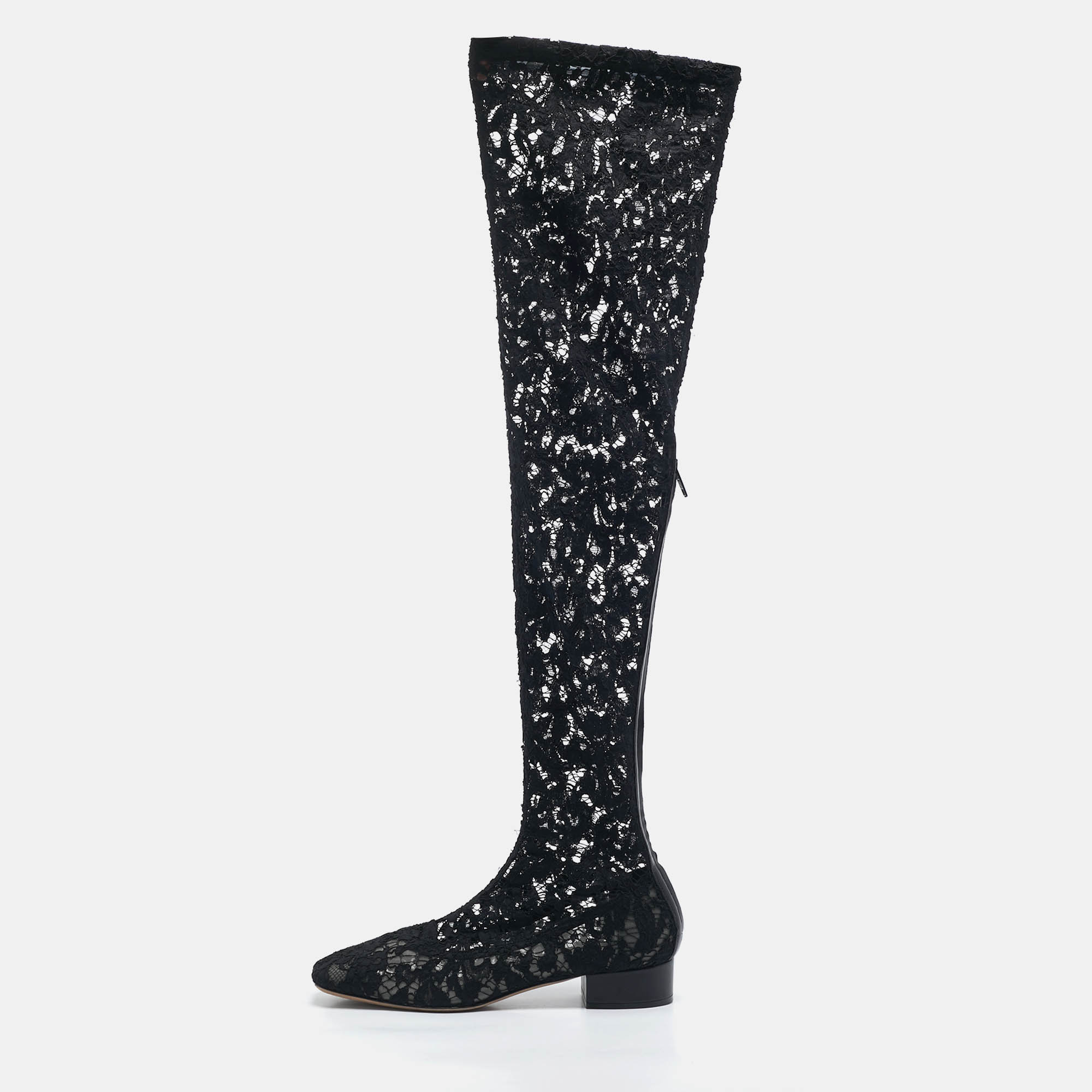 

Valentino Black Lace and Mesh Knee Length Boots Size