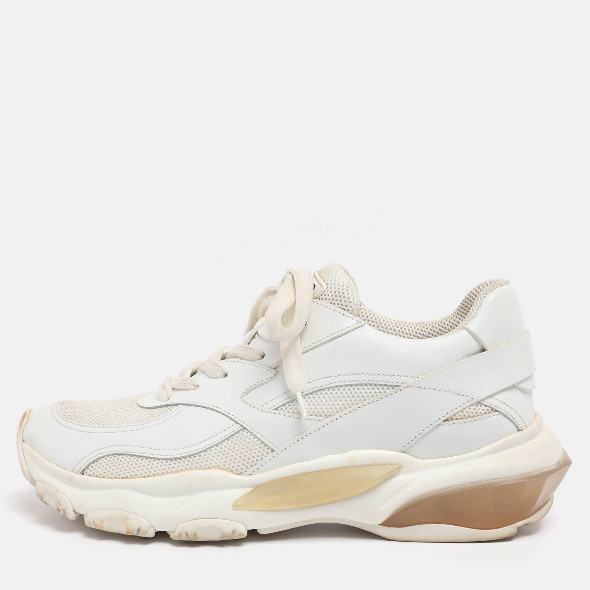 Valentino White Leather and Fabric Climbers Sneakers Size 38