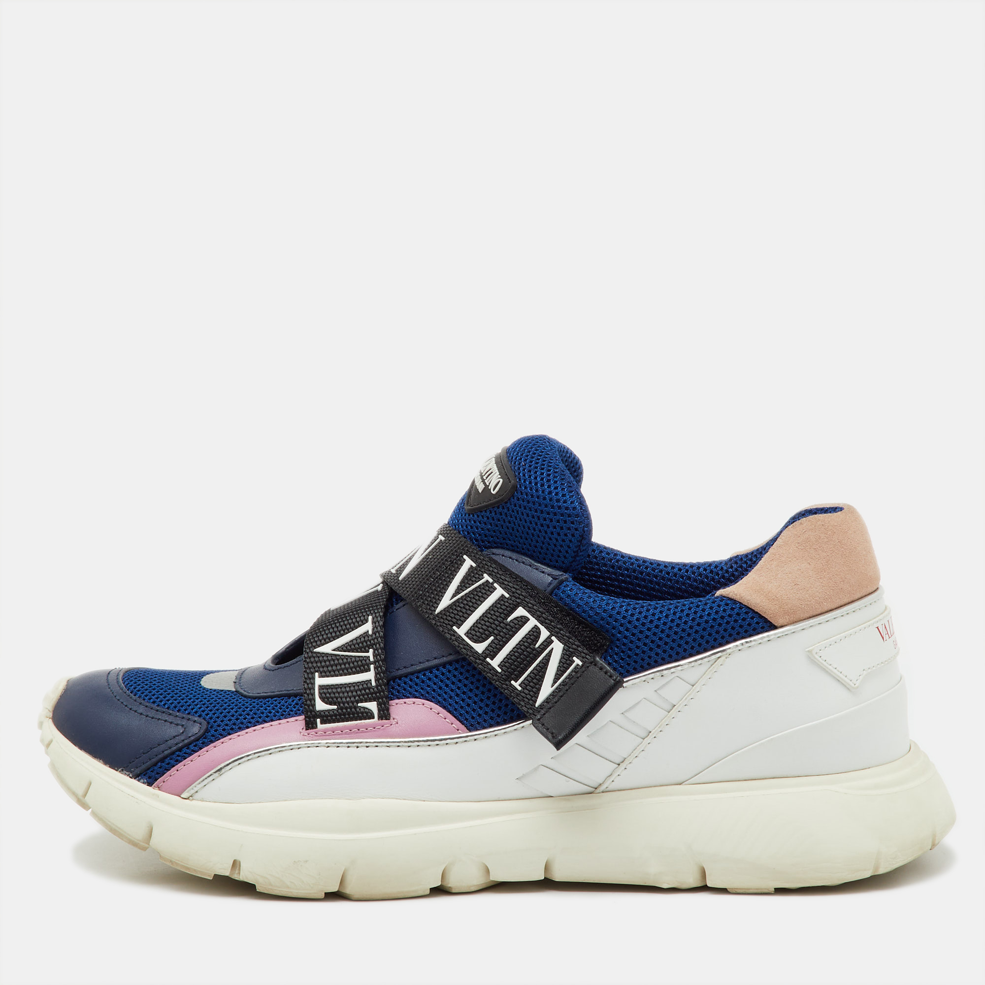 Valentino Multicolor Mesh and Leather VLTN Heroes Velcro Strap Sneakers Size 39