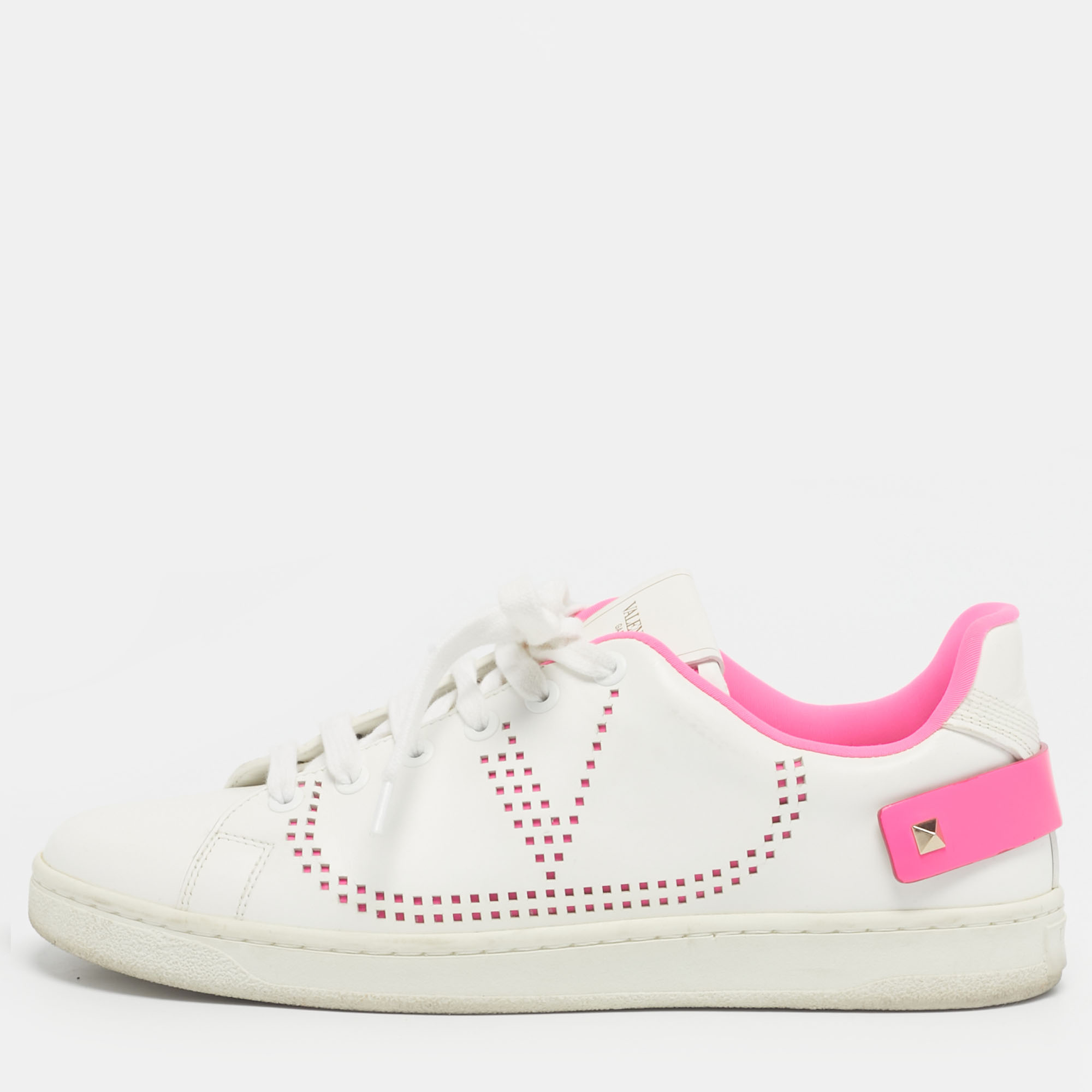 Valentino White Leather VLogo Low Top Sneakers Size 38