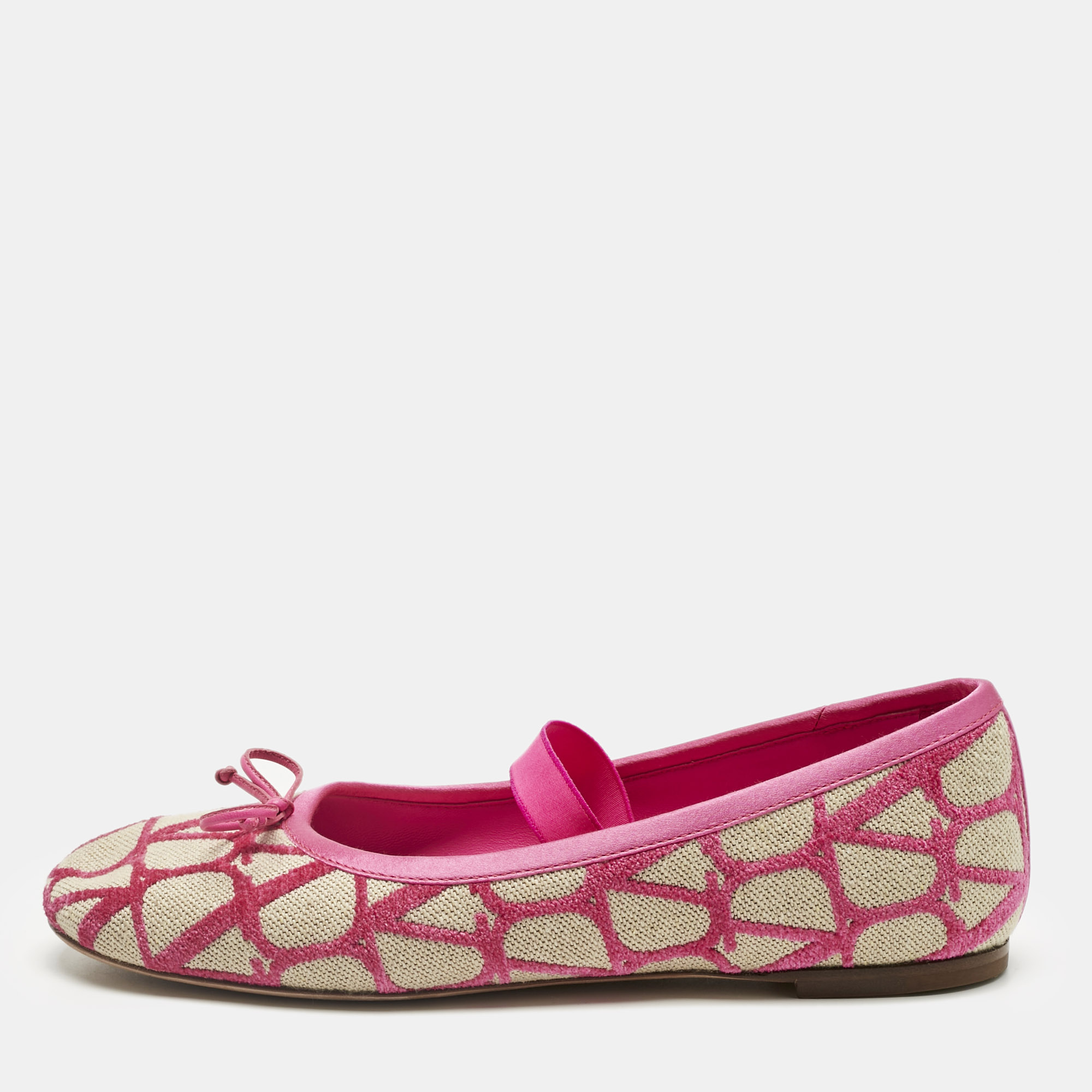 

Valentino Pink Satin and Knit Fabric Toile Iconographe Ballet Flats Size