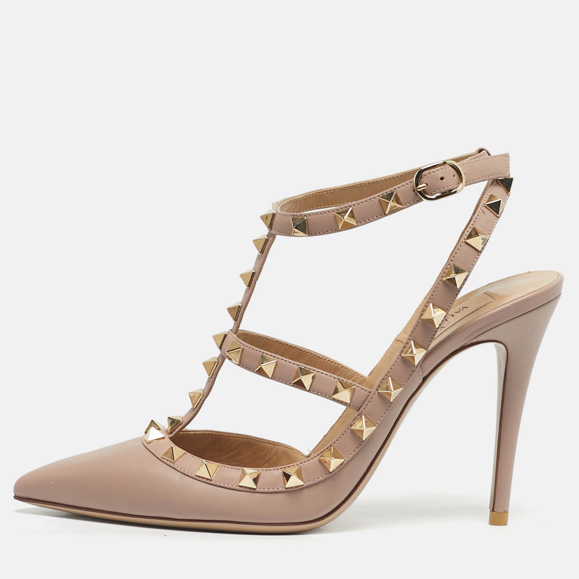 

Valentino Dusty Pink Leather Rockstud Caged Pumps Size