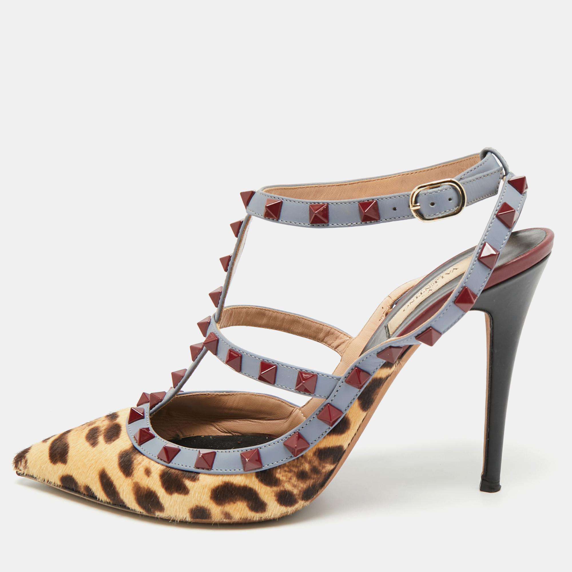 Pre-owned Valentino Garavani Rockstud Size 41 Multicolor Calf Hair And Leather Pumps