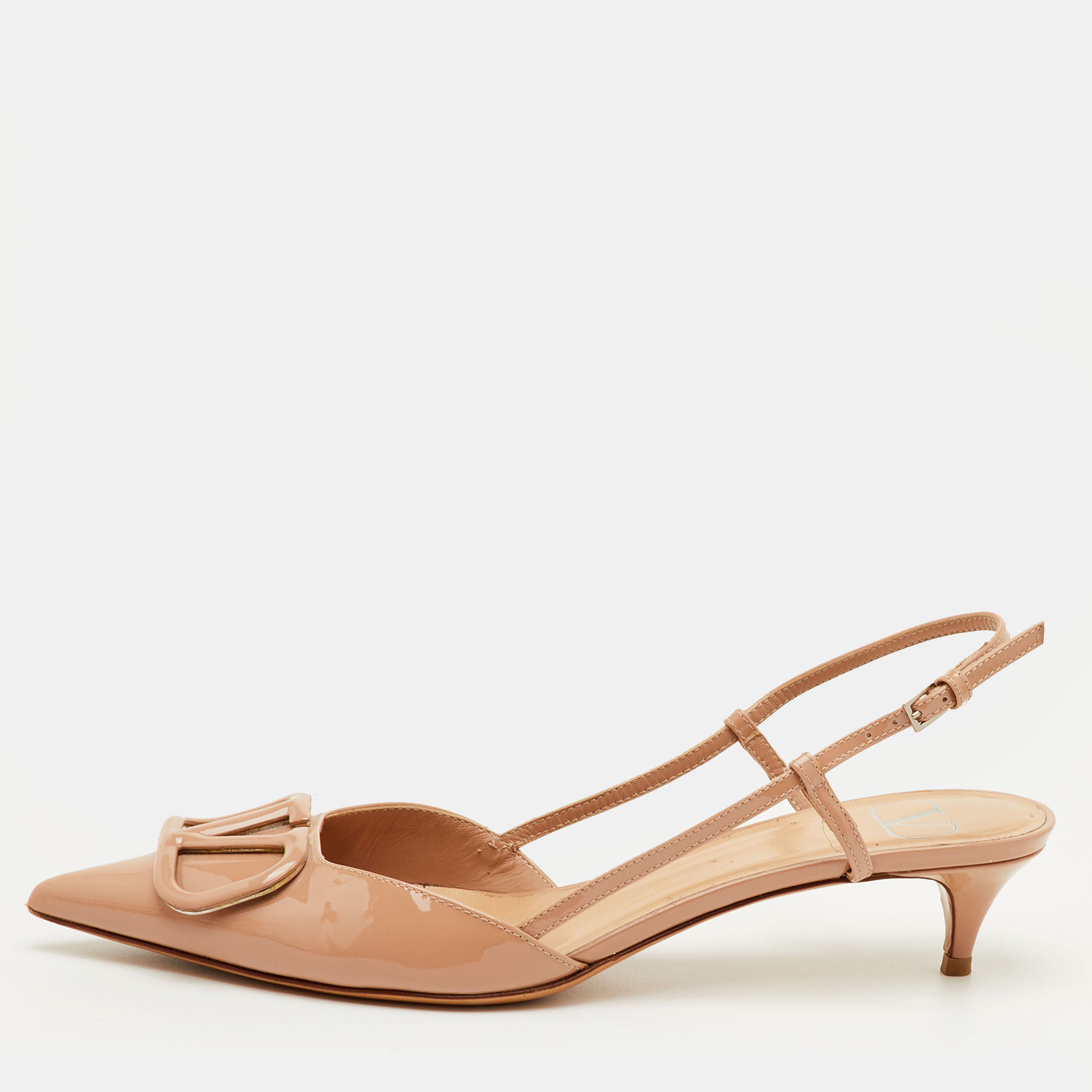 

Valentino VLogo Size  Beige Patent Leather Pumps