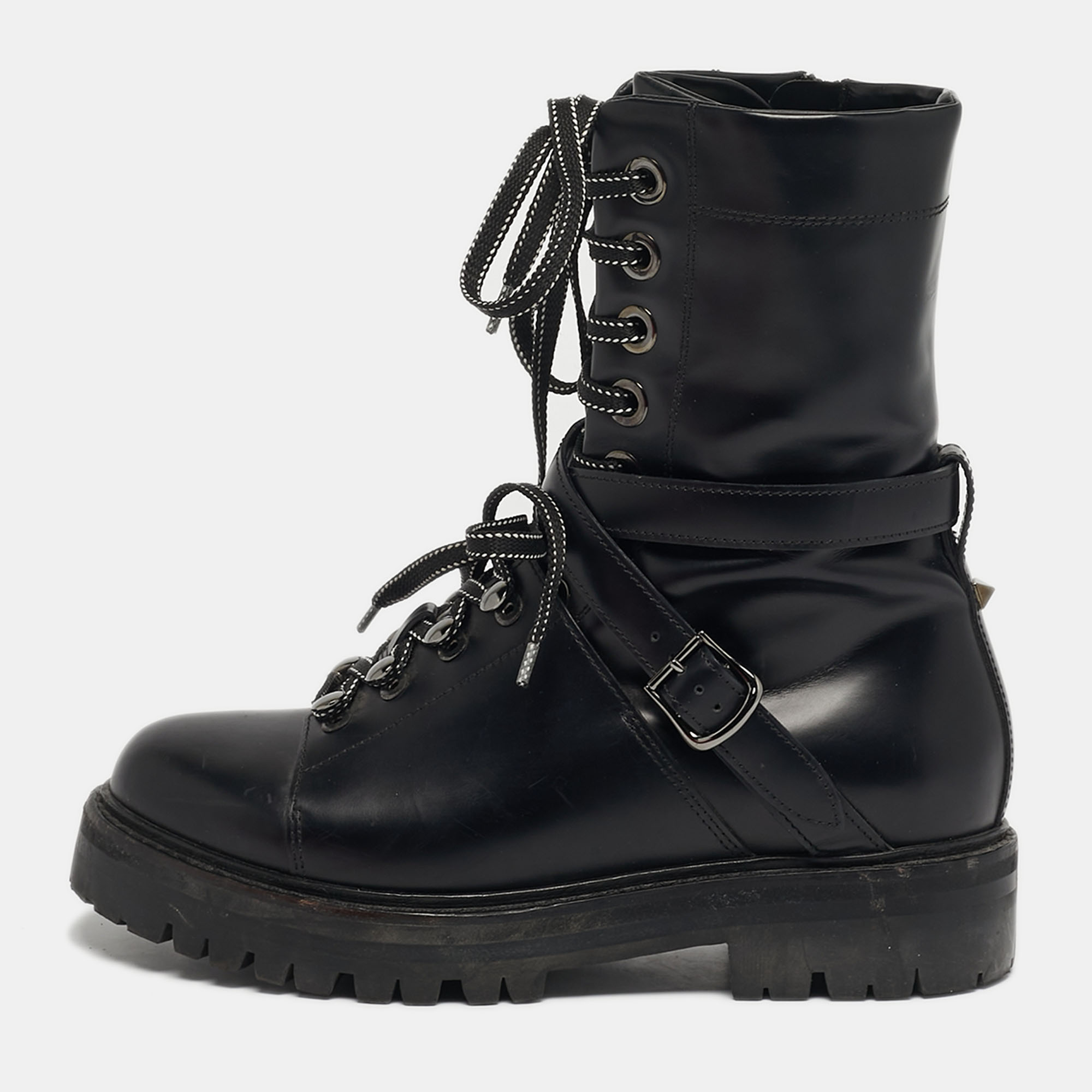 

Valentino Rockstud Size  Black Leather Combat Boots