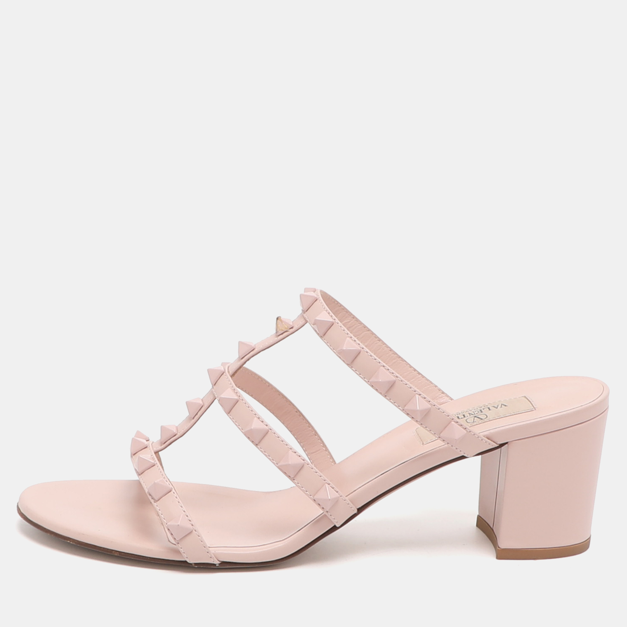 

Valentino Rockstud Size 39 Pink Leather Slide Sandals