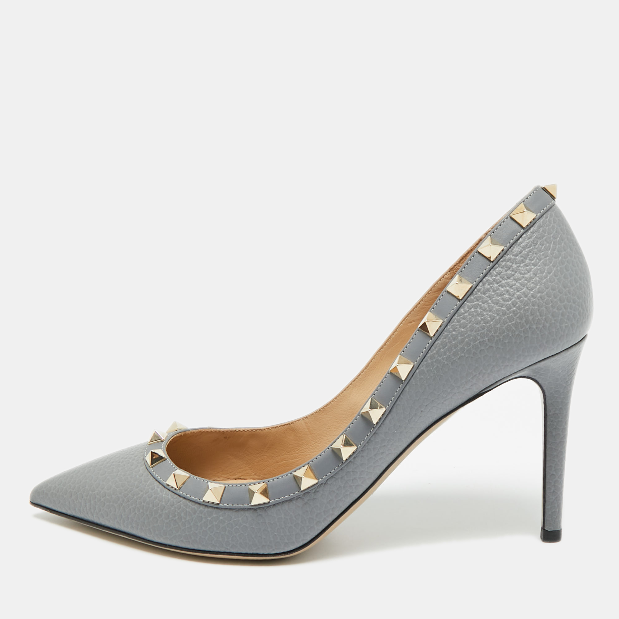

Valentino Rockstud Size  Grey Leather Pumps
