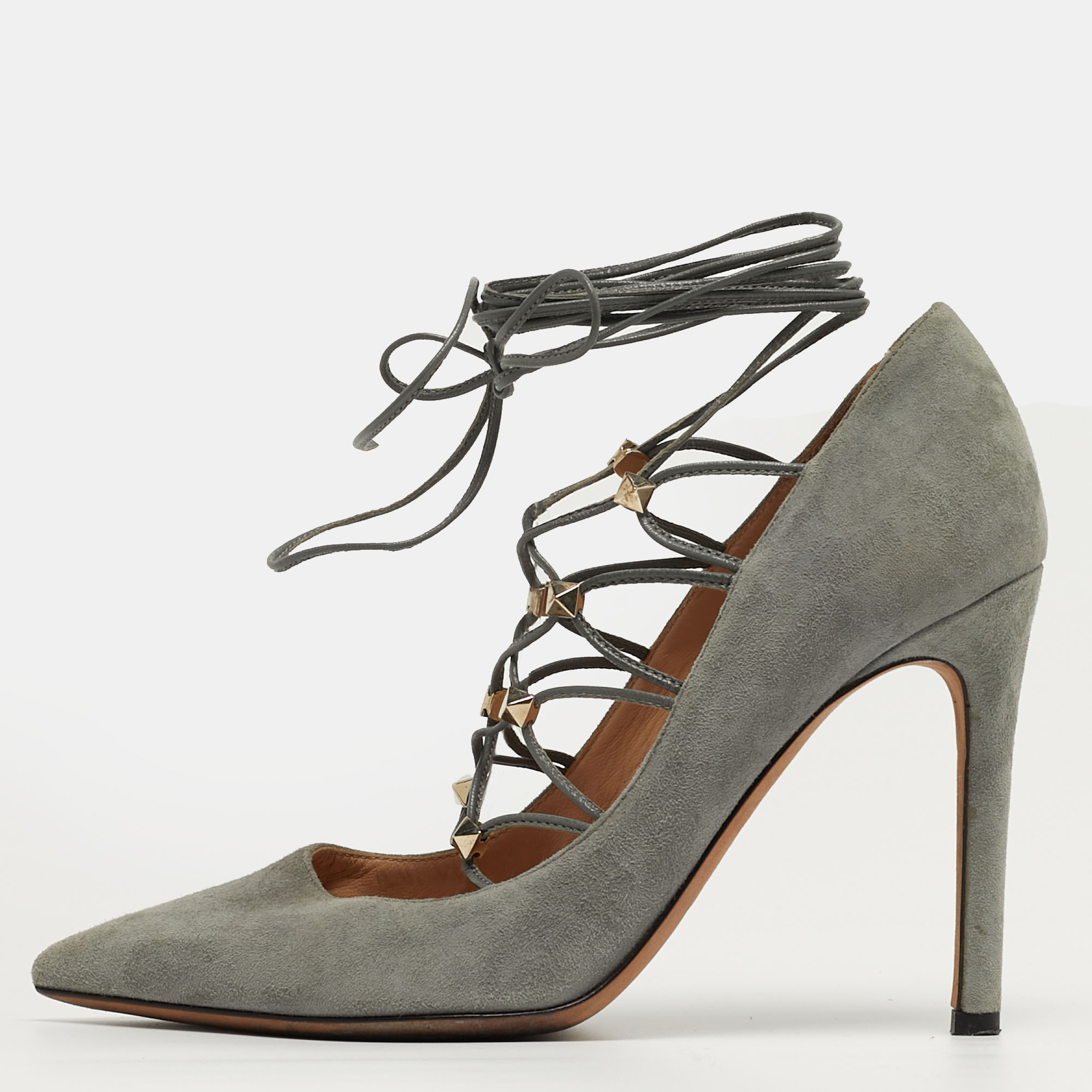 

Valentino Rockstud Size  Grey Suede Pumps