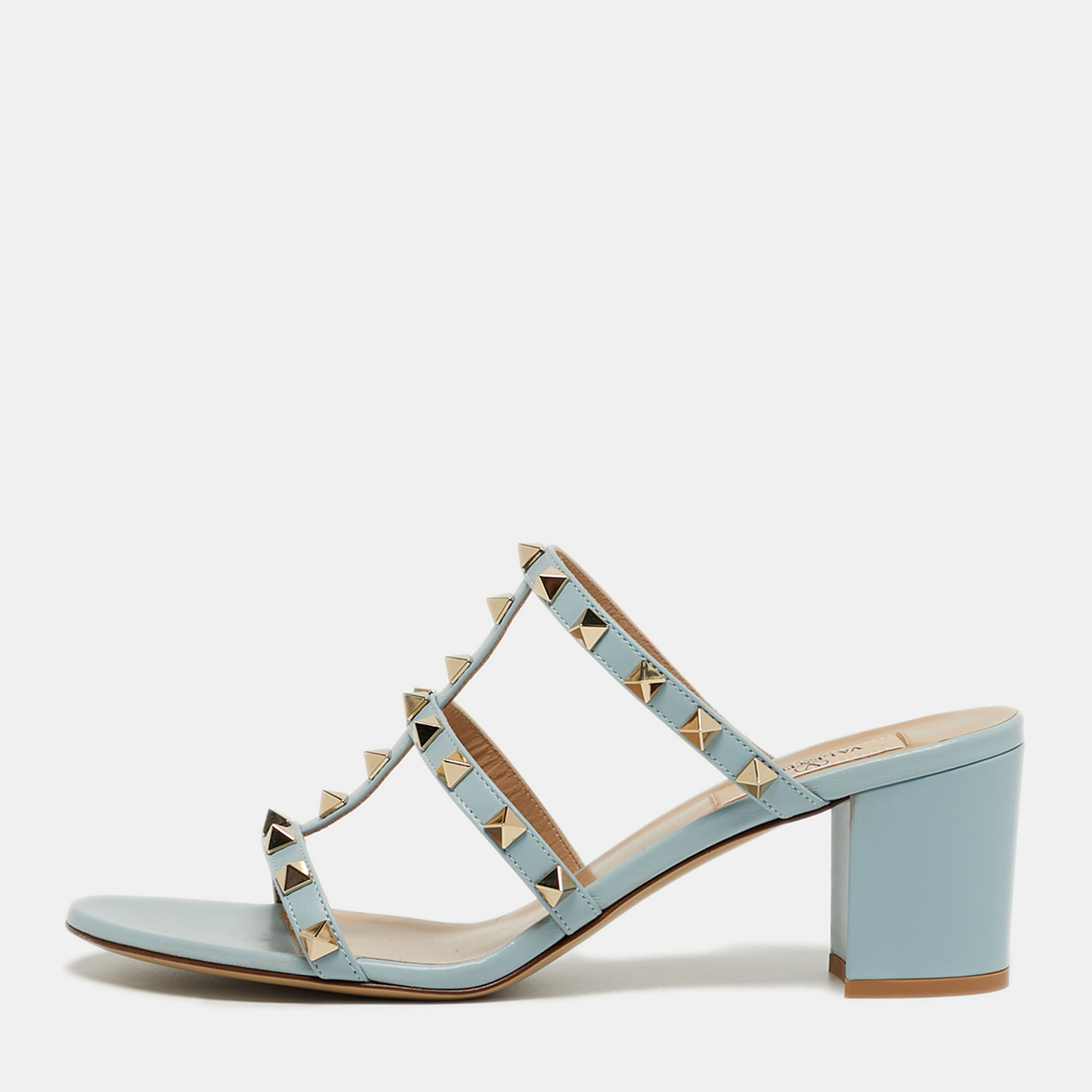 

Valentino Rockstud Size 39 Blue Leather Slide Sandals