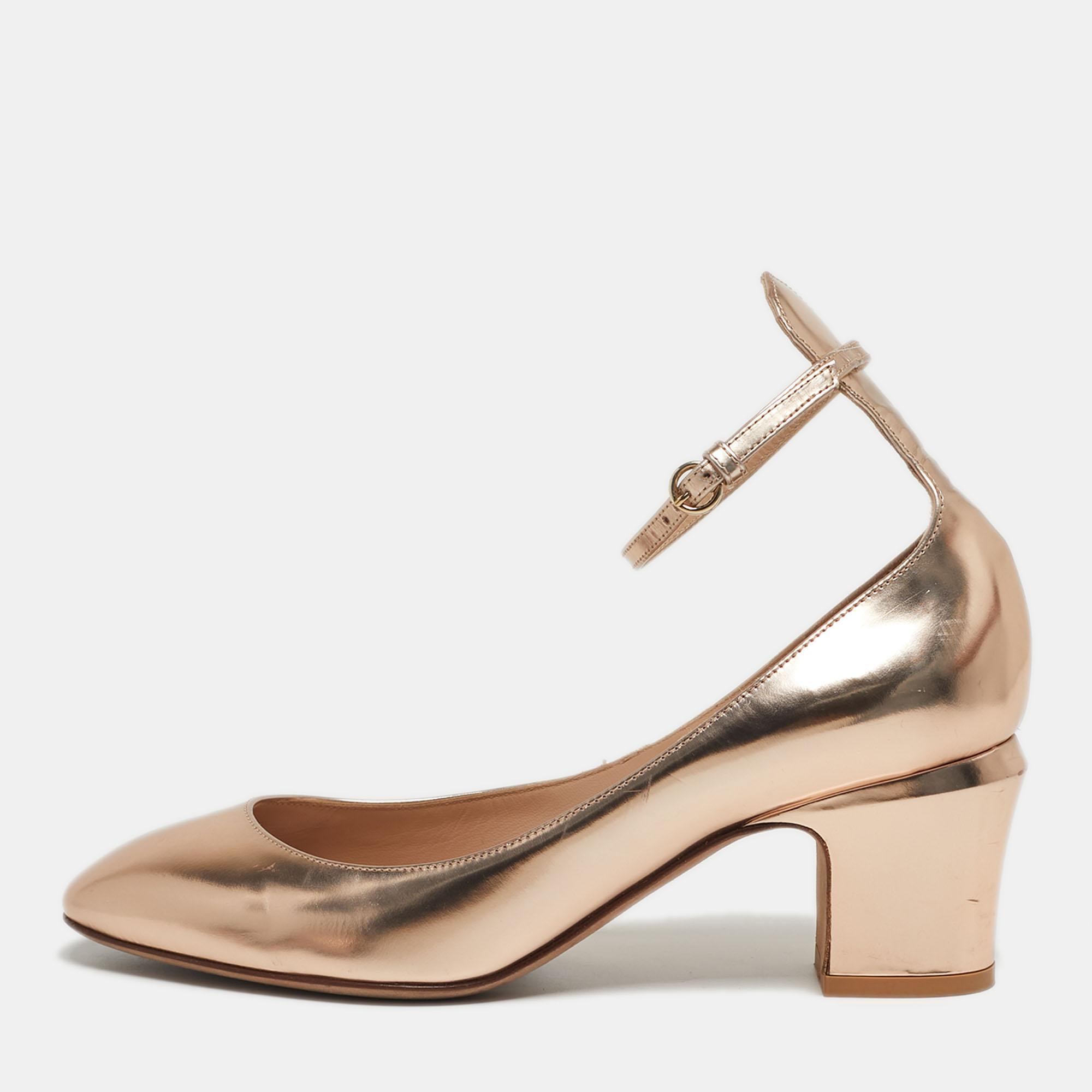 

Valentino Tango Size  Gold Leather Mary Jane Pumps