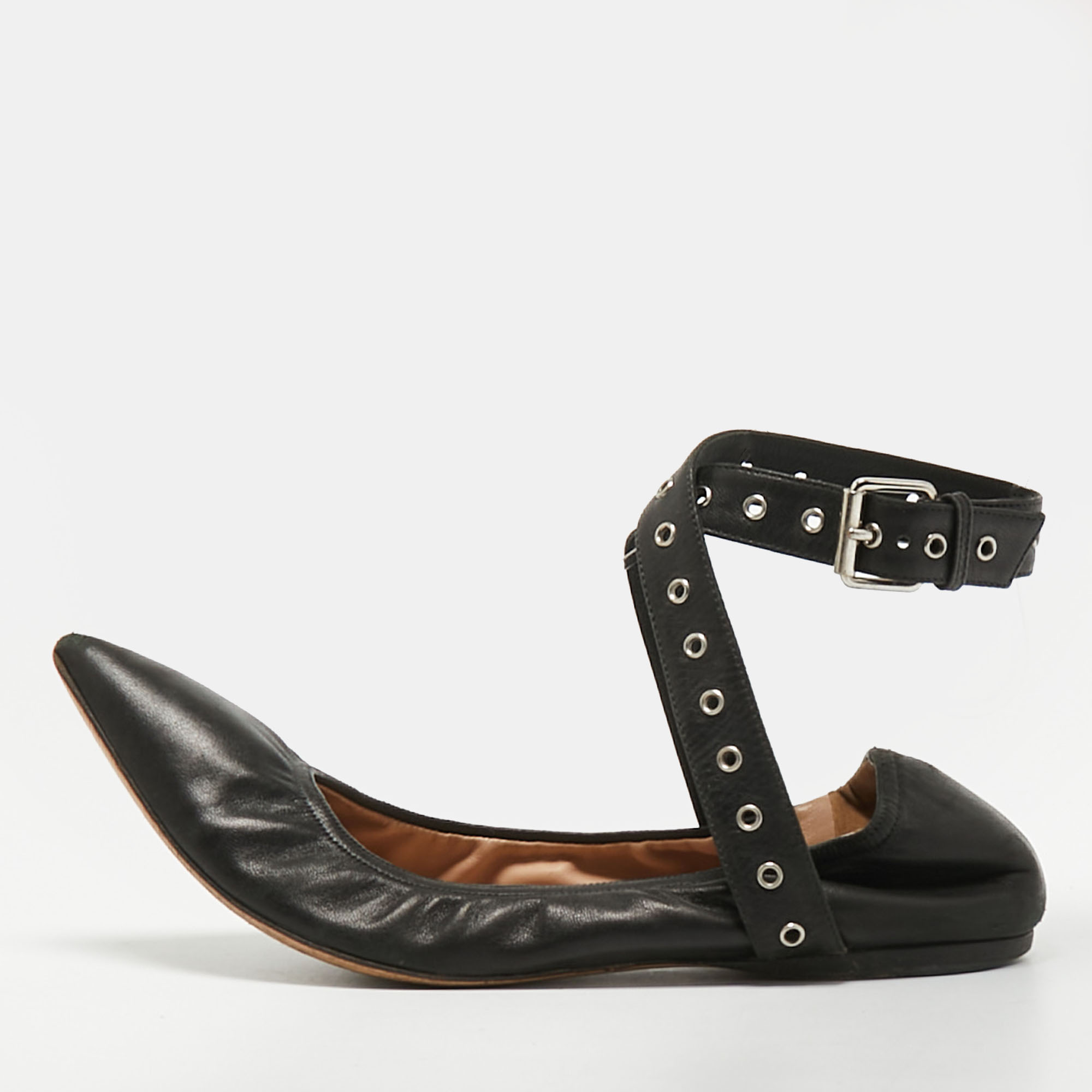 

Valentino Love Latch Size  Black Leather Ballet Flats