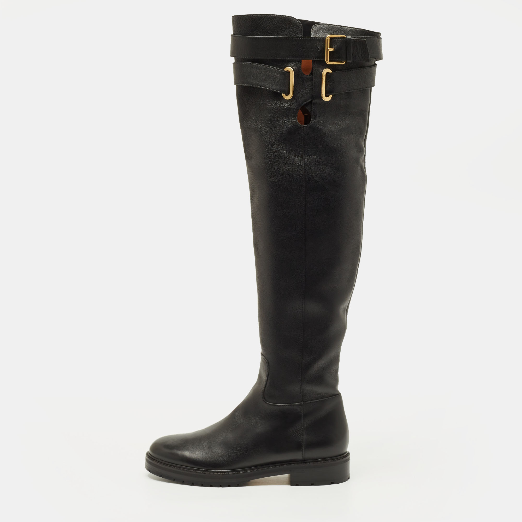 

Valentino Size  Black Leather Over The Knee Boots