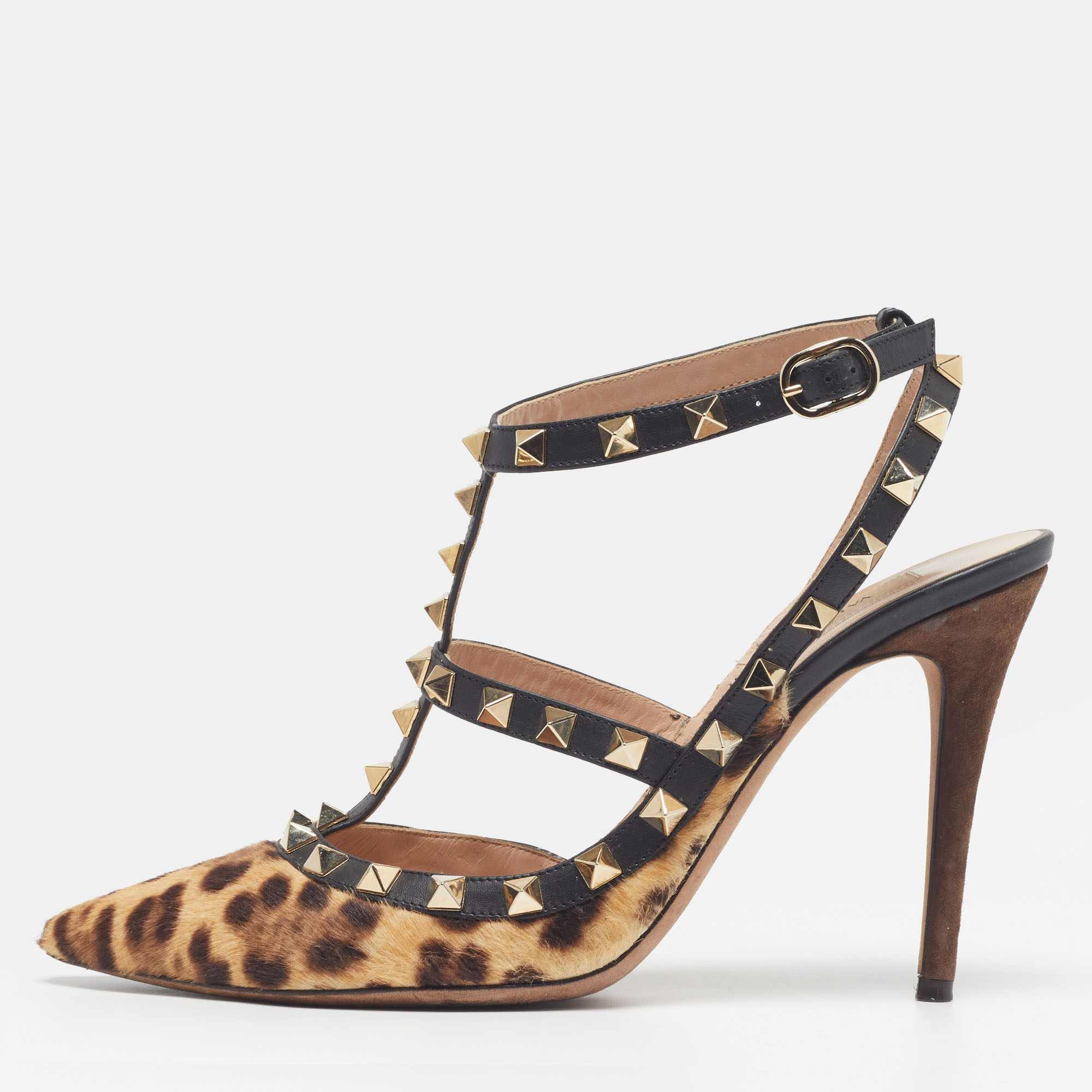 

Valentino Rockstud Size  Multicolor Calf Hair and Leather Pumps