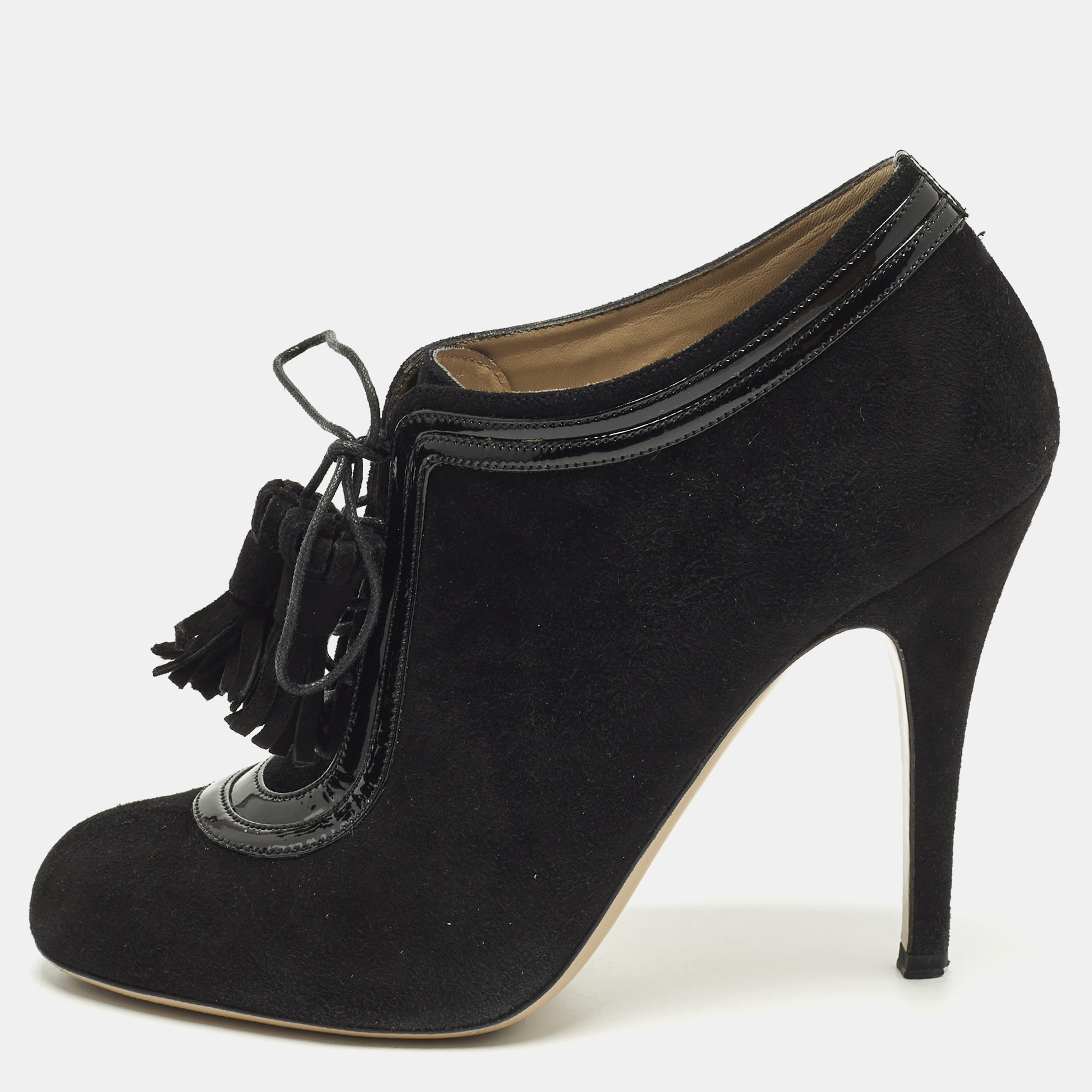 

Valentino Size  Black Suede Lace Up Ankle Booties