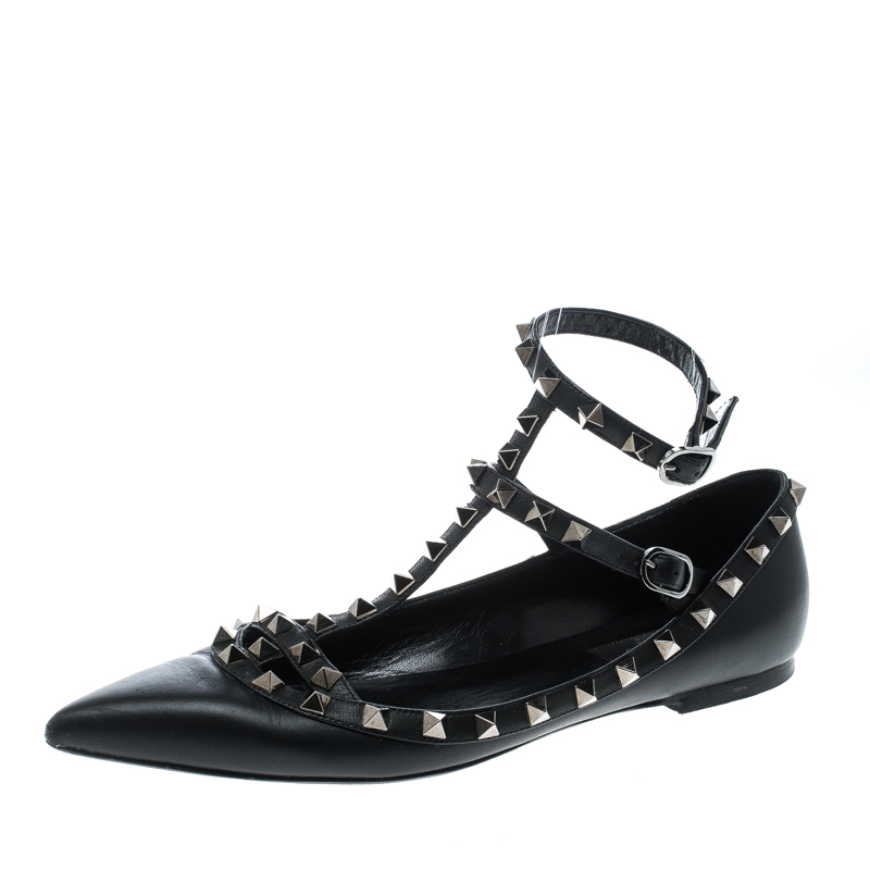 Valentino Black Leather Rockstud Ballet Flats Size 39 Valentino | The ...