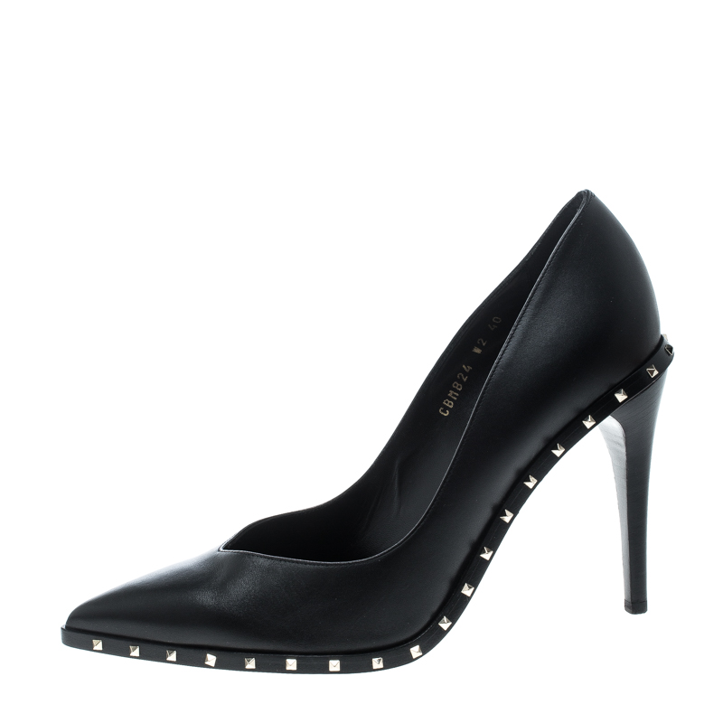 

Valentino Black Leather Rockstud Pointed Toe Pumps Size