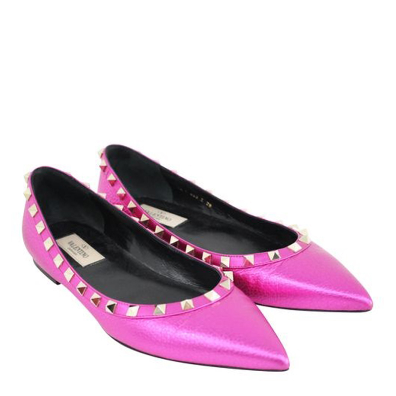 

Valentino Metallic Pink Leather Rockstud Flats Size