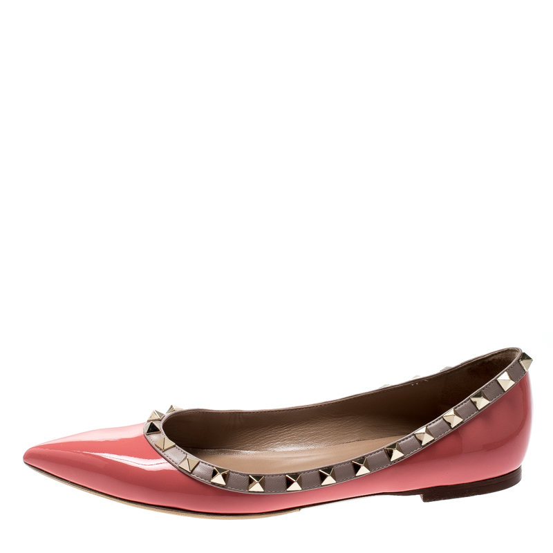 

Valentino Pink Patent Leather Rockstud Ballet Flats Size