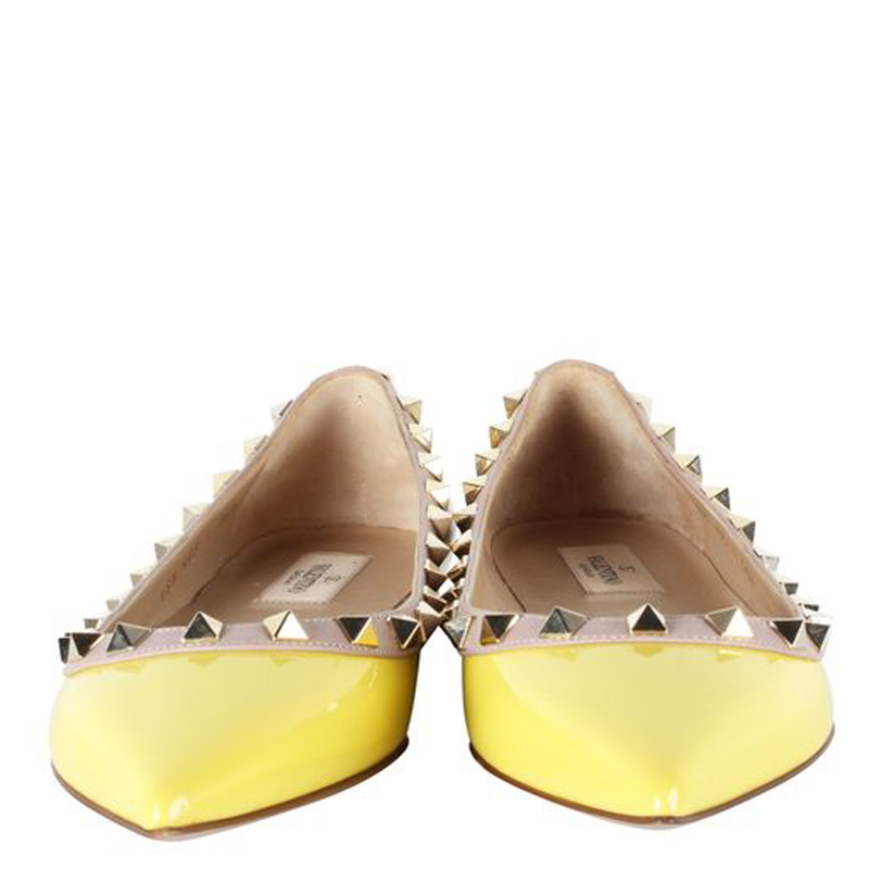 

Valentino Yellow Patent Leather Rockstud Ballerinas Size