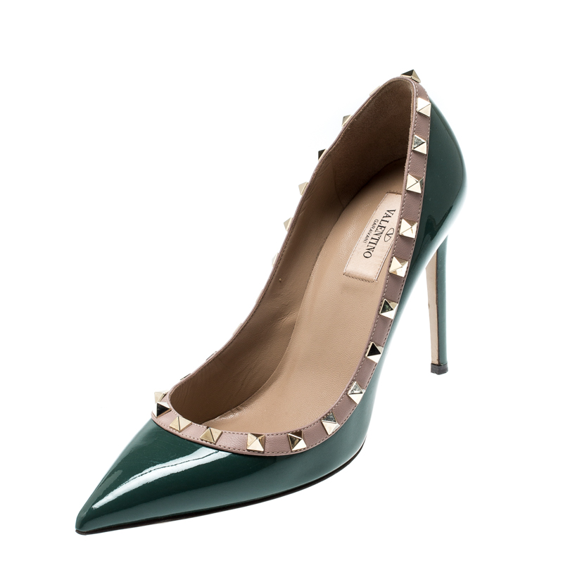 Foran Cruelty røre ved Valentino Green Patent Leather Rockstud Leather Pumps Size 39 Valentino |  TLC