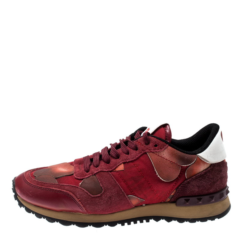 

Valentino Red Suede and Leather Rockrunner L'Amour Sneakers Size