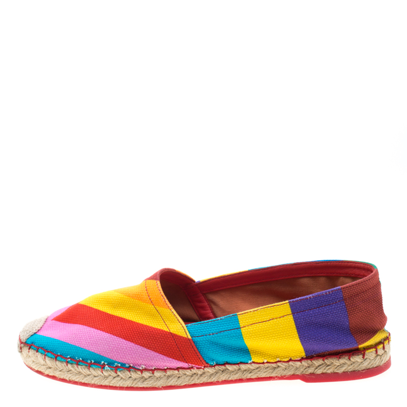 

Valentino Multicolor Chevron Print Canvas Espadrilles Size