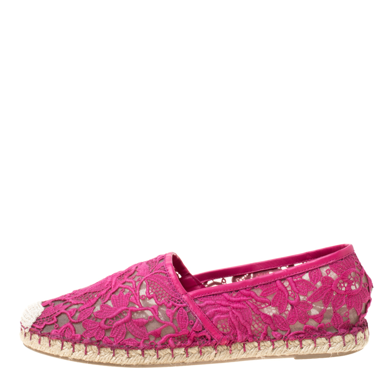 

Valentino Pink Lace Espadrilles Size