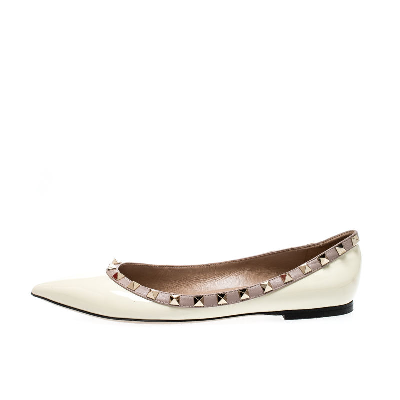 

Valentino White Patent Leather Rockstud Ballet Flats Size