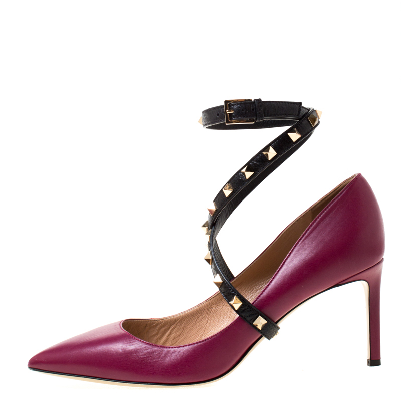 

Valentino Burgundy Leather Studwrap Pointed Toe Pumps Size